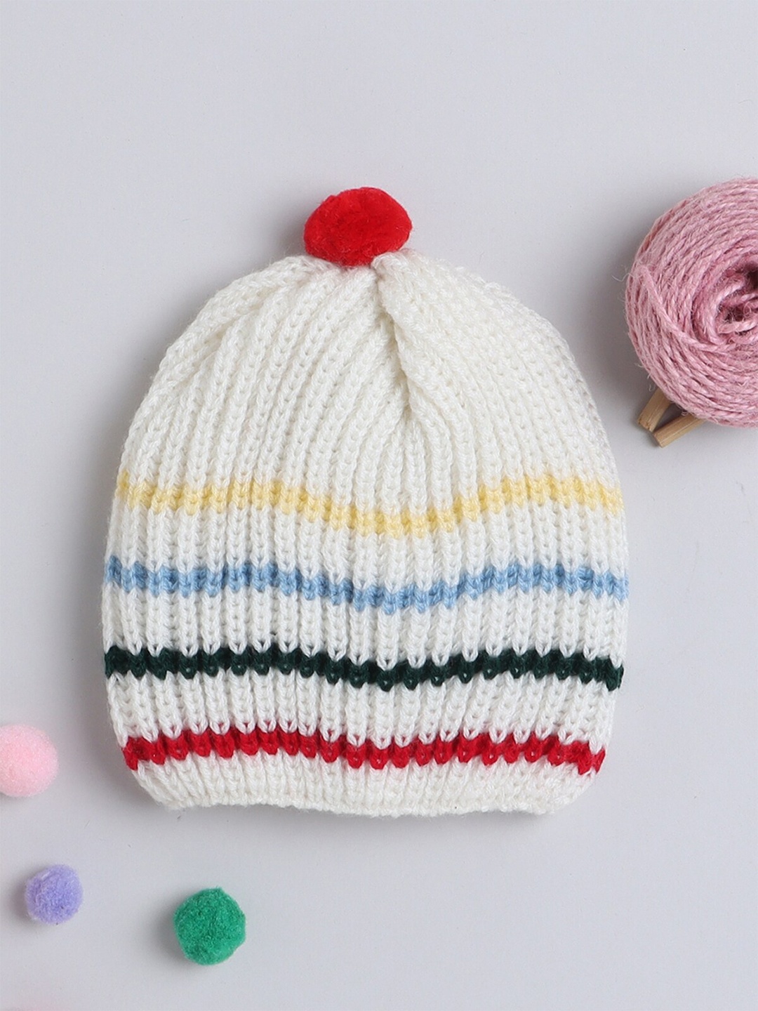 

Little Angels Kids Self Design Beanie Cap, White