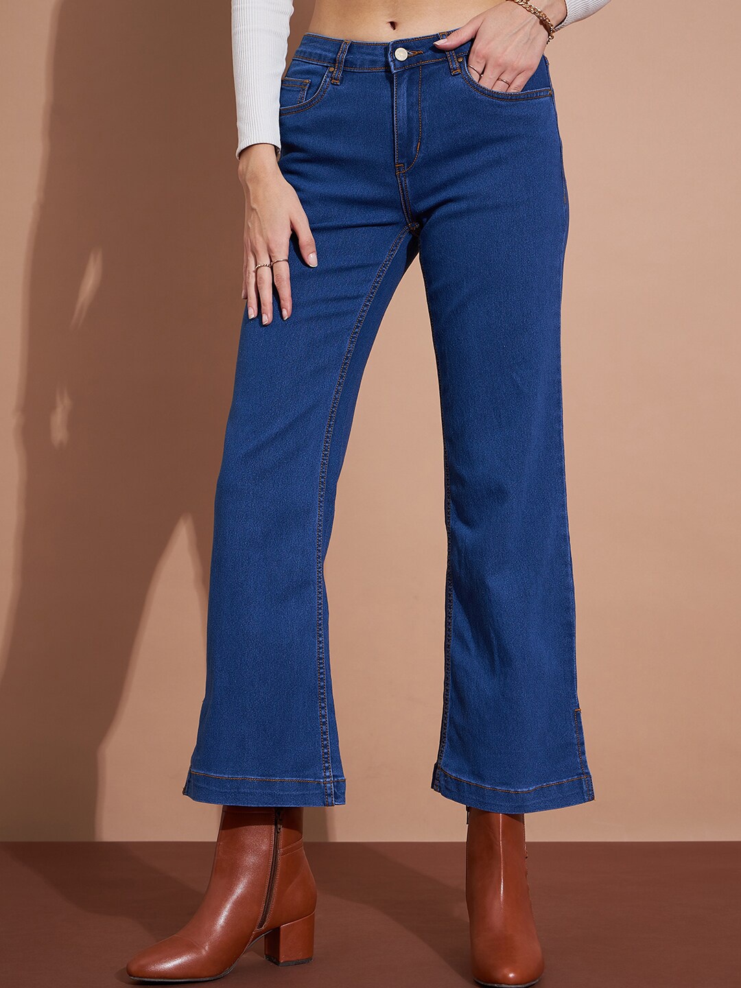 

DressBerry Women Bootcut High-Rise Clean Look Stretchable Jeans, Blue