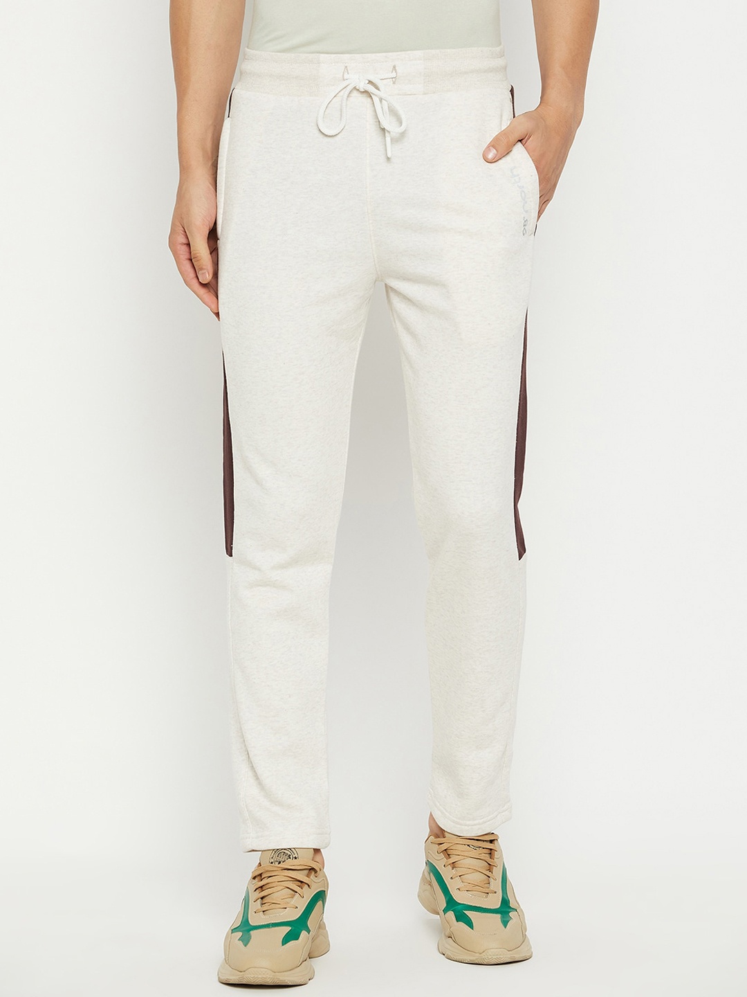 

98 Degree North Men Mid-Rise Cotton Track Pants, White