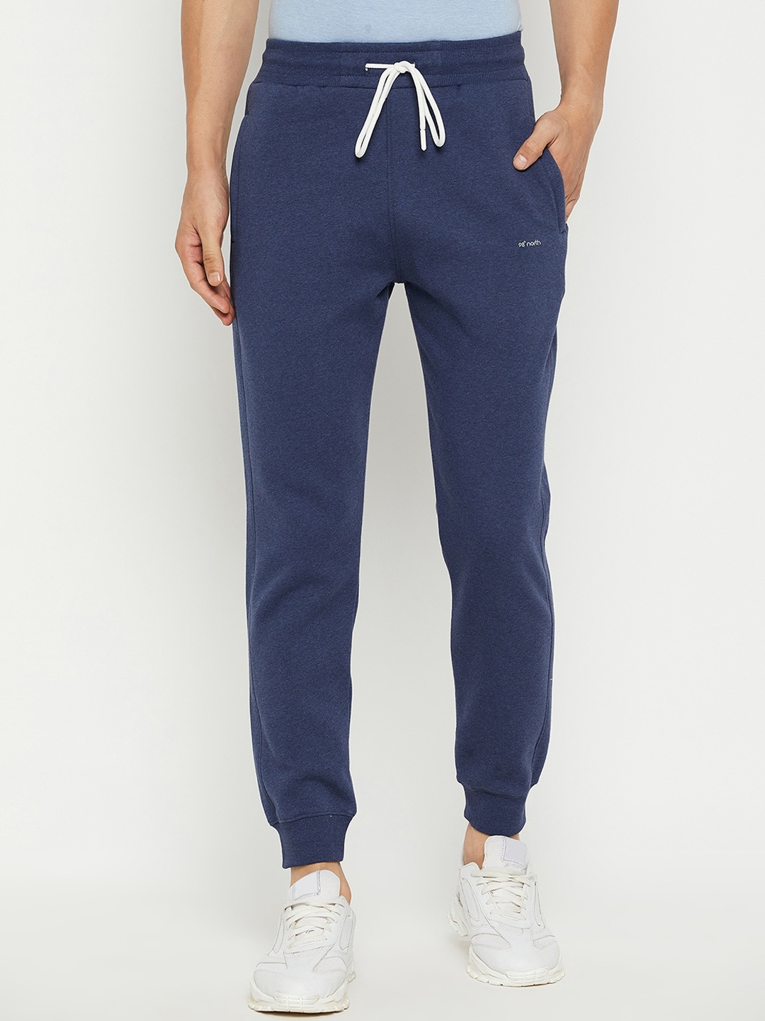 

98 Degree North Men Mid-Rise Cotton Joggers, Blue