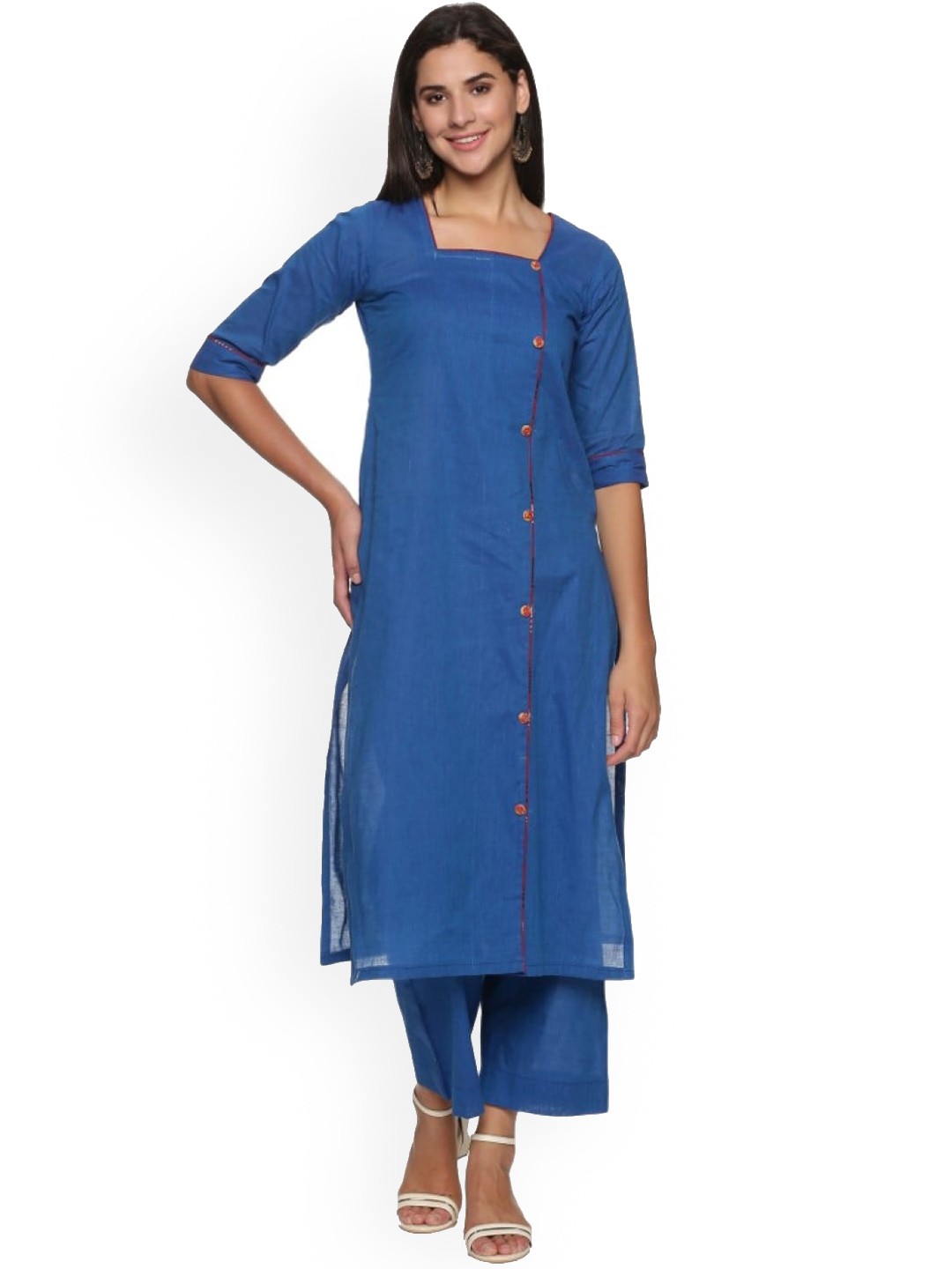 

WEAVERS SAGA Pure Cotton Kurta with Palazzos, Blue
