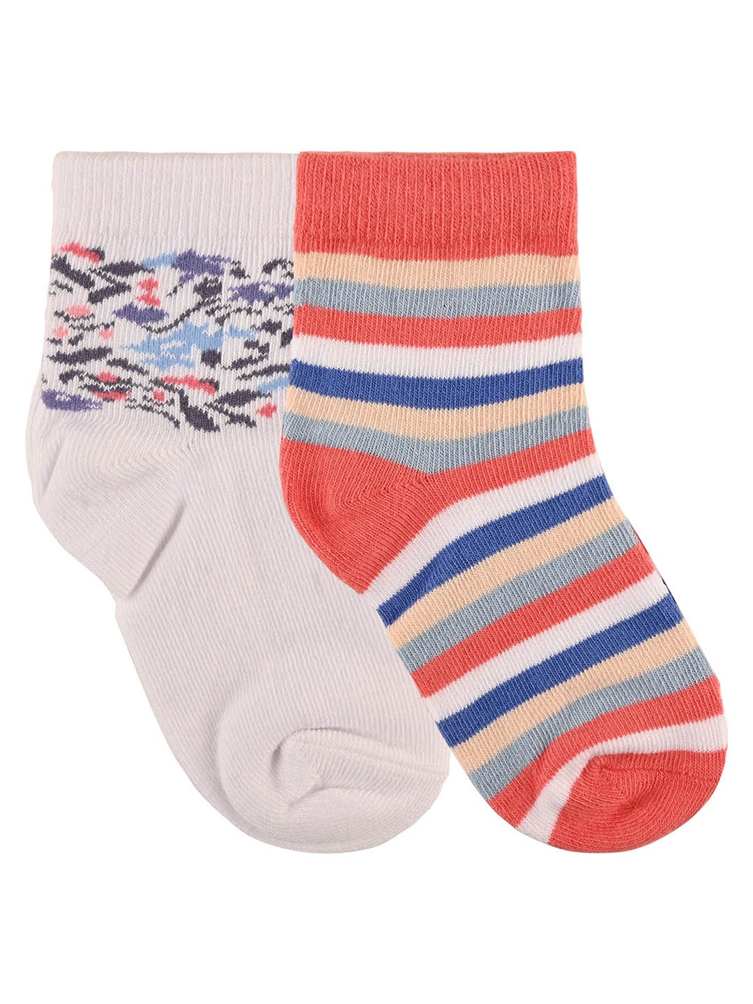 

Nuluv Girls Pack Of 2 Patterned Anti-Microbial Ankle-Length Socks, White