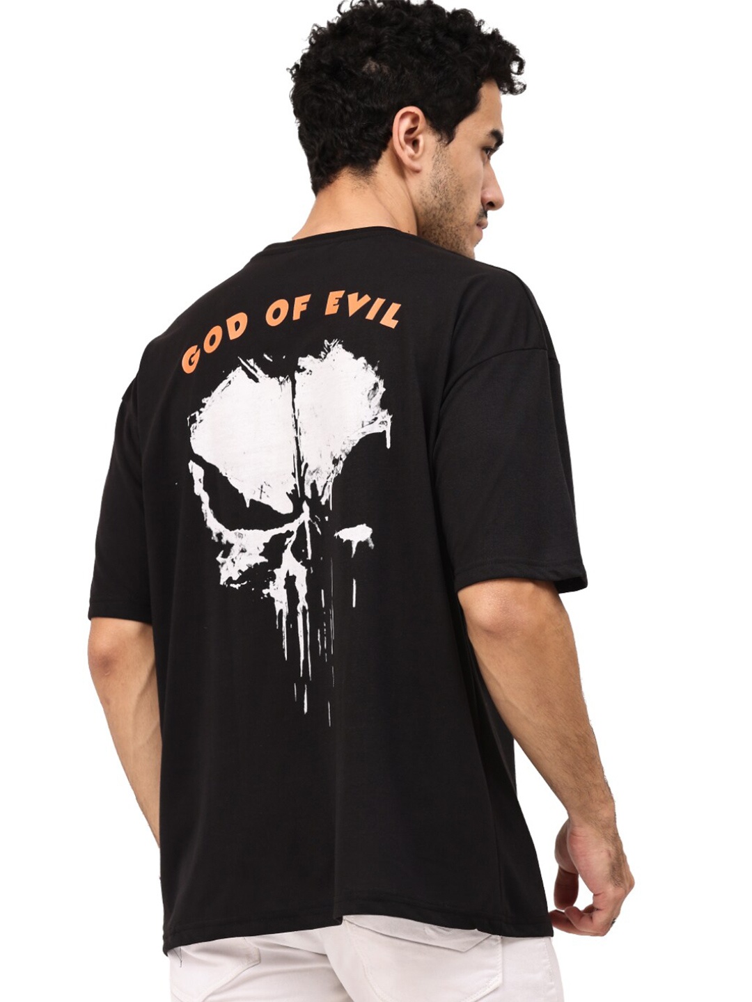 

Leotude Typography Printed Oversized Fit Casual T-shirt, Black