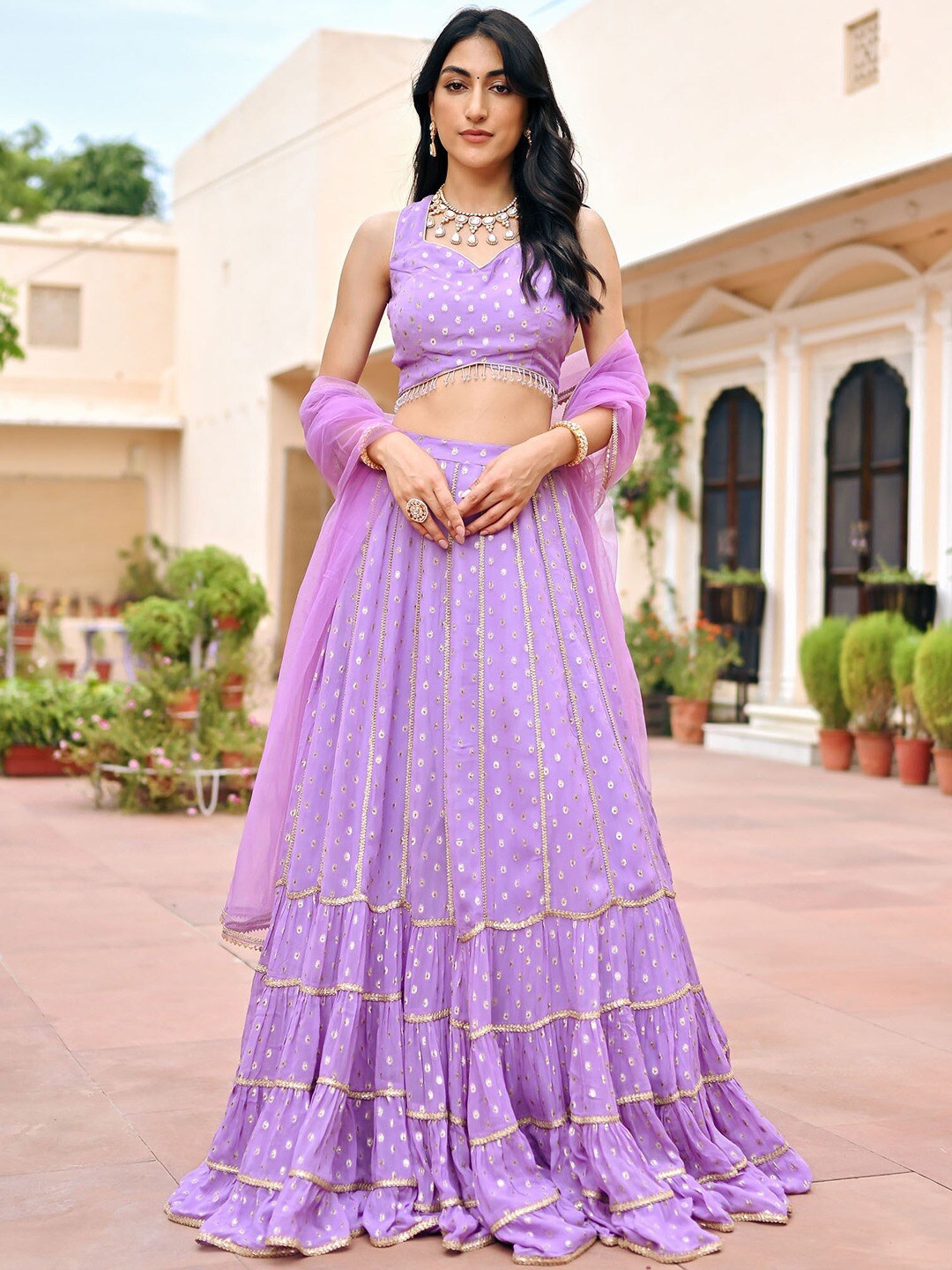 

Lavanya The Label Woven Design Ready to Wear Lehenga & Blouse With Dupatta, Lavender