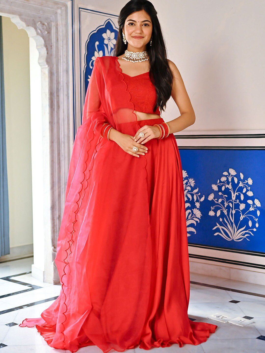 

Lavanya The Label Ready to Wear Lehenga & Blouse With Dupatta, Red