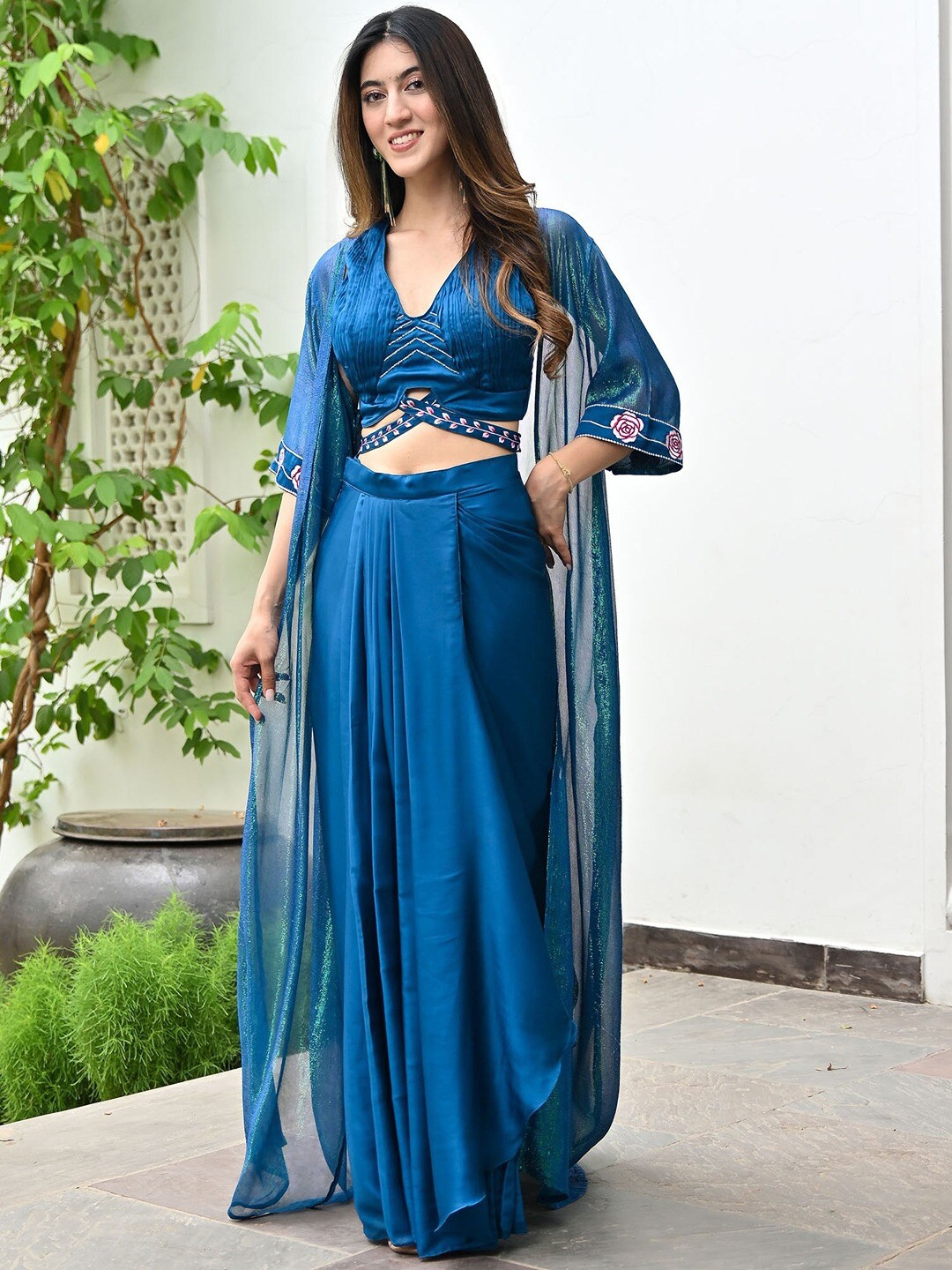 

Lavanya The Label Embroidered Ready to Wear Lehenga & Blouse With Dupatta, Blue