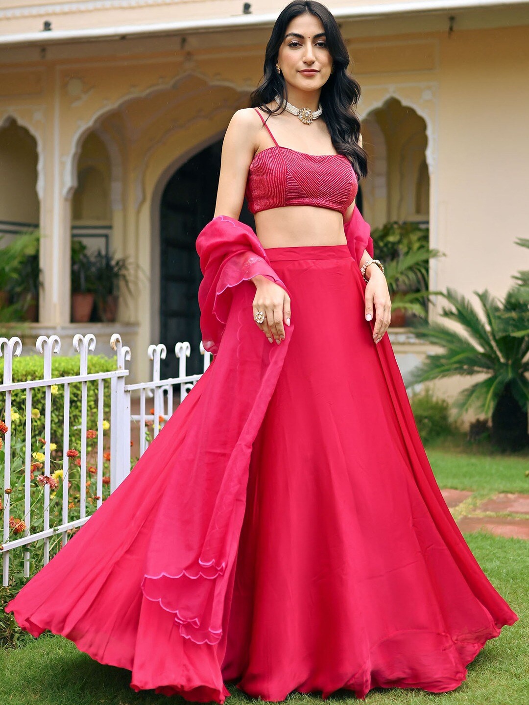 

Lavanya The Label Satin Ready to Wear Lehenga & Blouse With Dupatta, Pink