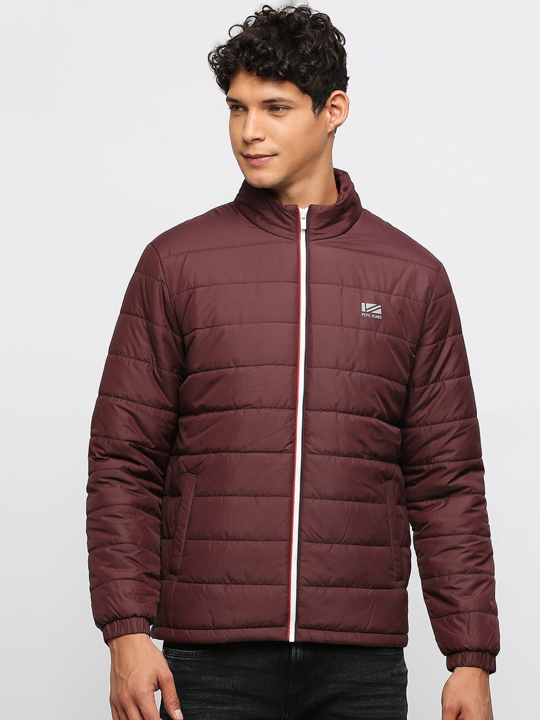 

Pepe Jeans Mock Collar Padded Jacket, Burgundy