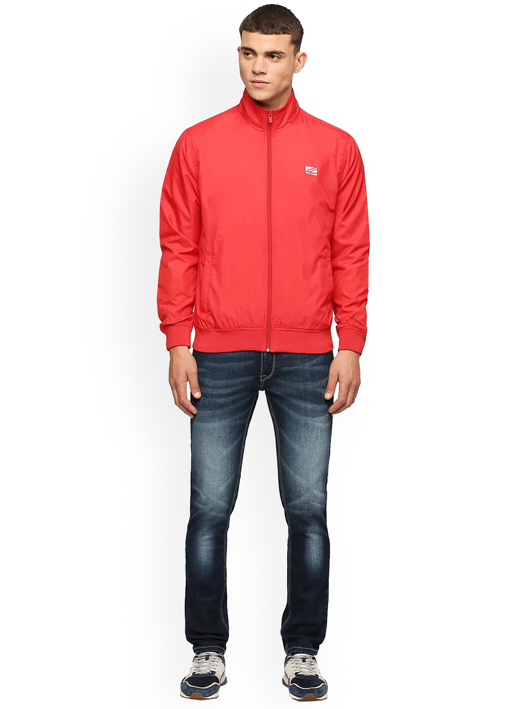 

Pepe Jeans Mock Collar Bomber Jacket, Red