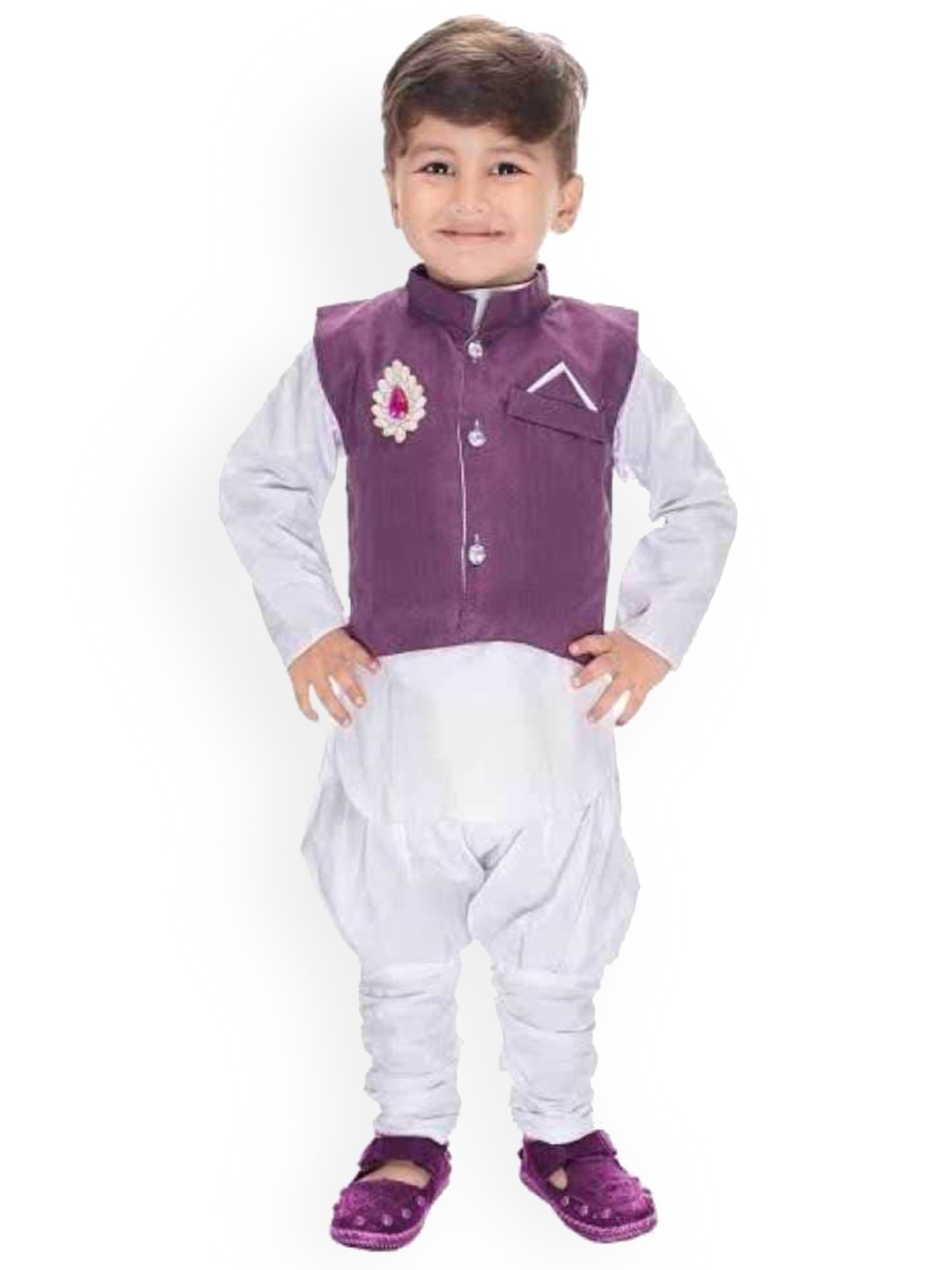 

BAESD Boys Cotton Sherwani Set, Purple