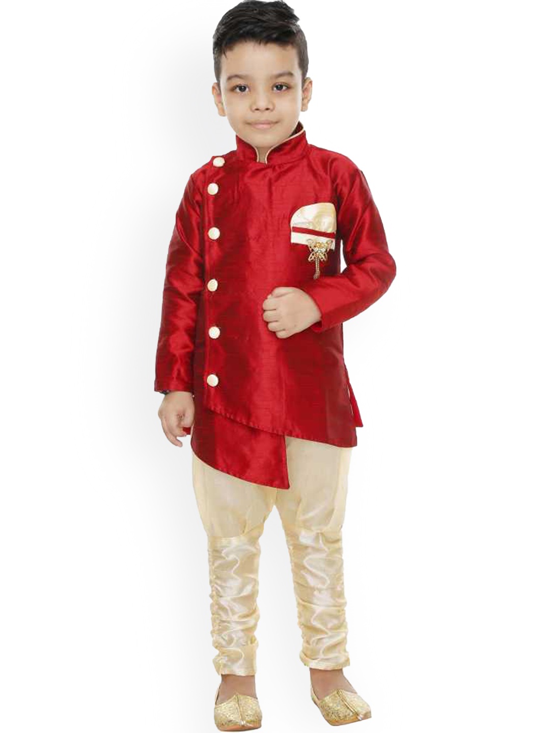 

BAESD Boys Mandarin Collar Sherwani Set, Red