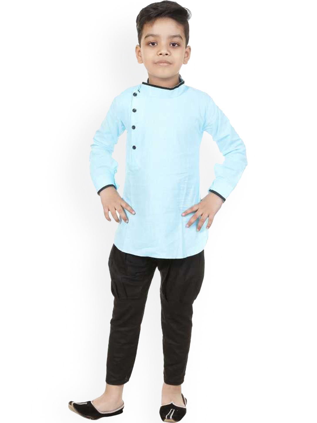 

BAESD Boys Angrakha Straight Kurta with Jodhpuri Pants, Blue