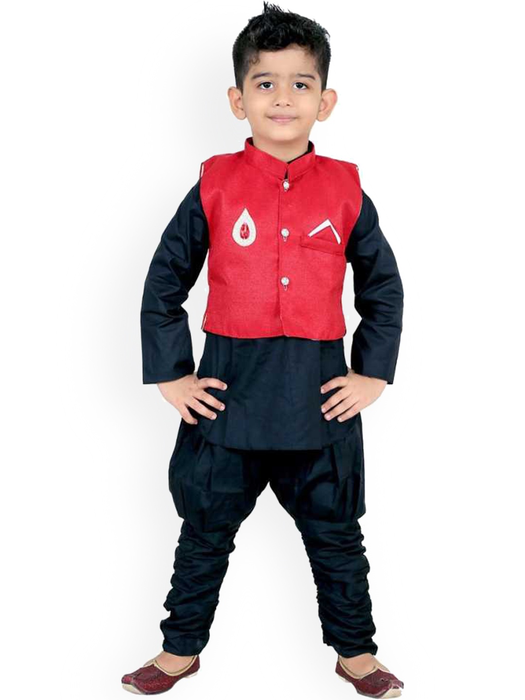 

BAESD Mandarin Collar Cotton Sherwani Set, Red