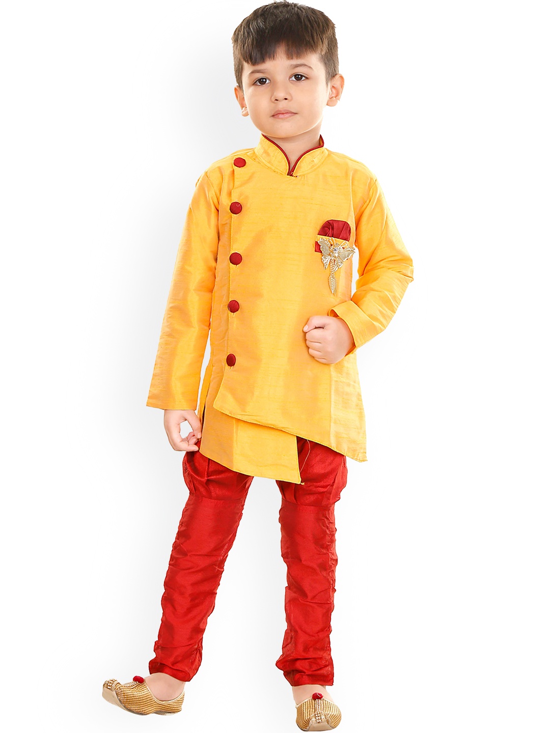 

BAESD Mandarin Collar Sherwani Set, Yellow