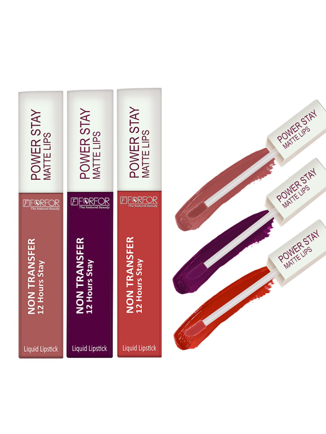 

FORFOR Set Of 3 Power Stay Liquid Matte Non-Transfer & Waterproof Lipstick 5ml Each, Red