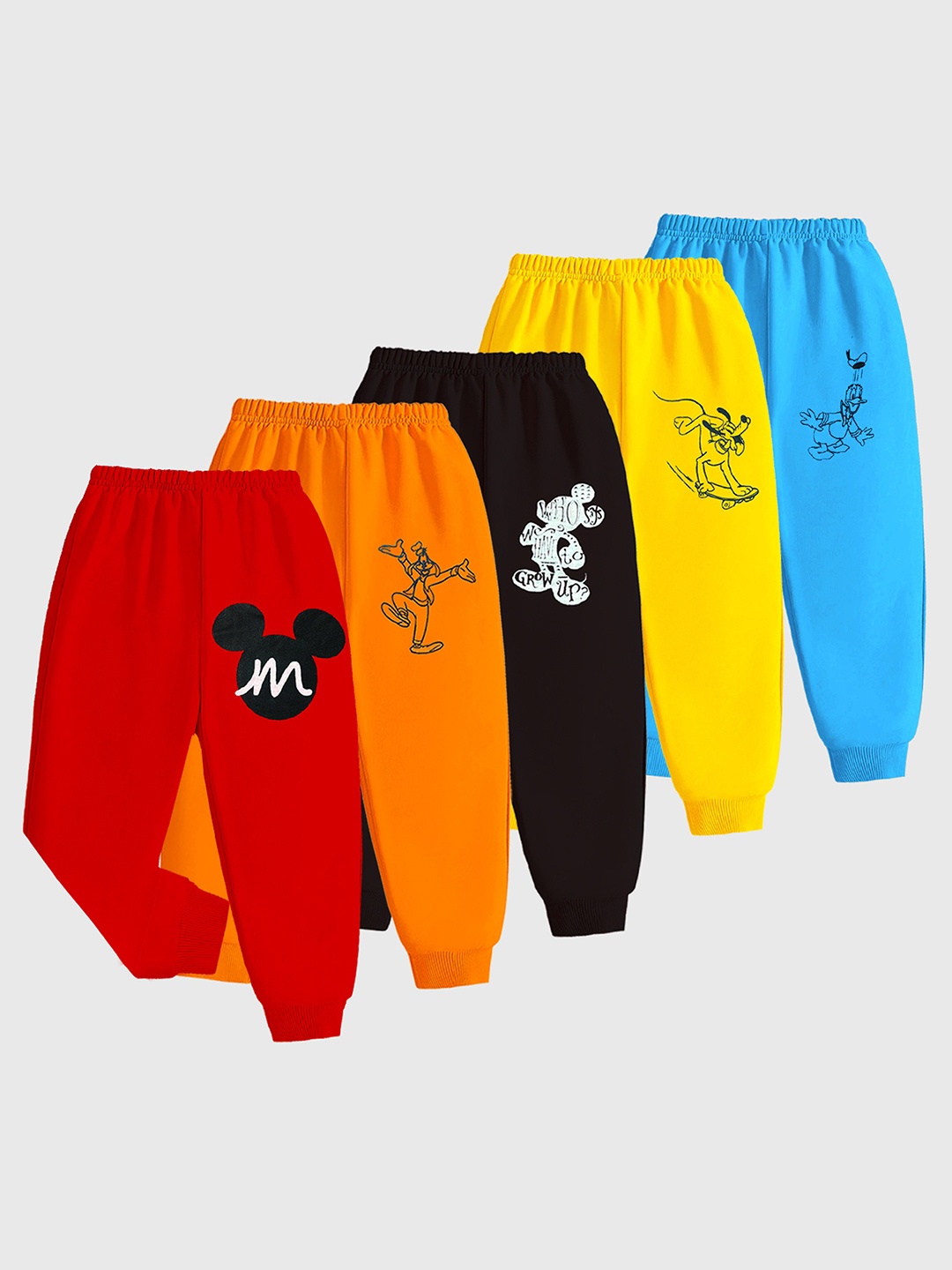 

KUCHIPOO Kids Pack of 5 Regular Fit Joggers, Yellow