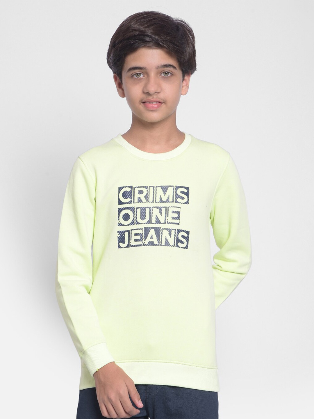 

Crimsoune Club Boys Typography Printed Ribbed Pullover Sweatshirt, Green