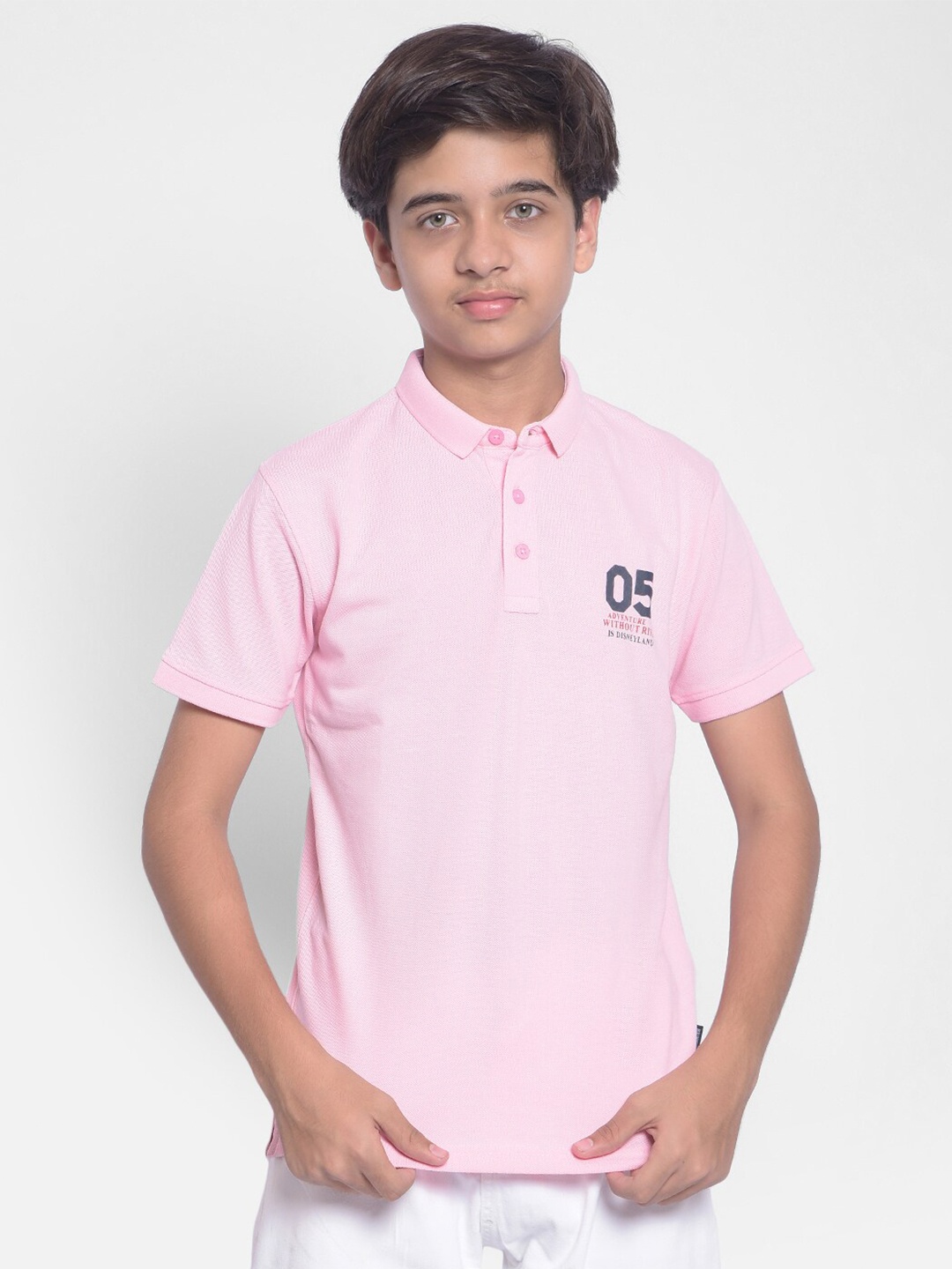 

Crimsoune Club Boys Polo Collar Casual T-shirt, Pink