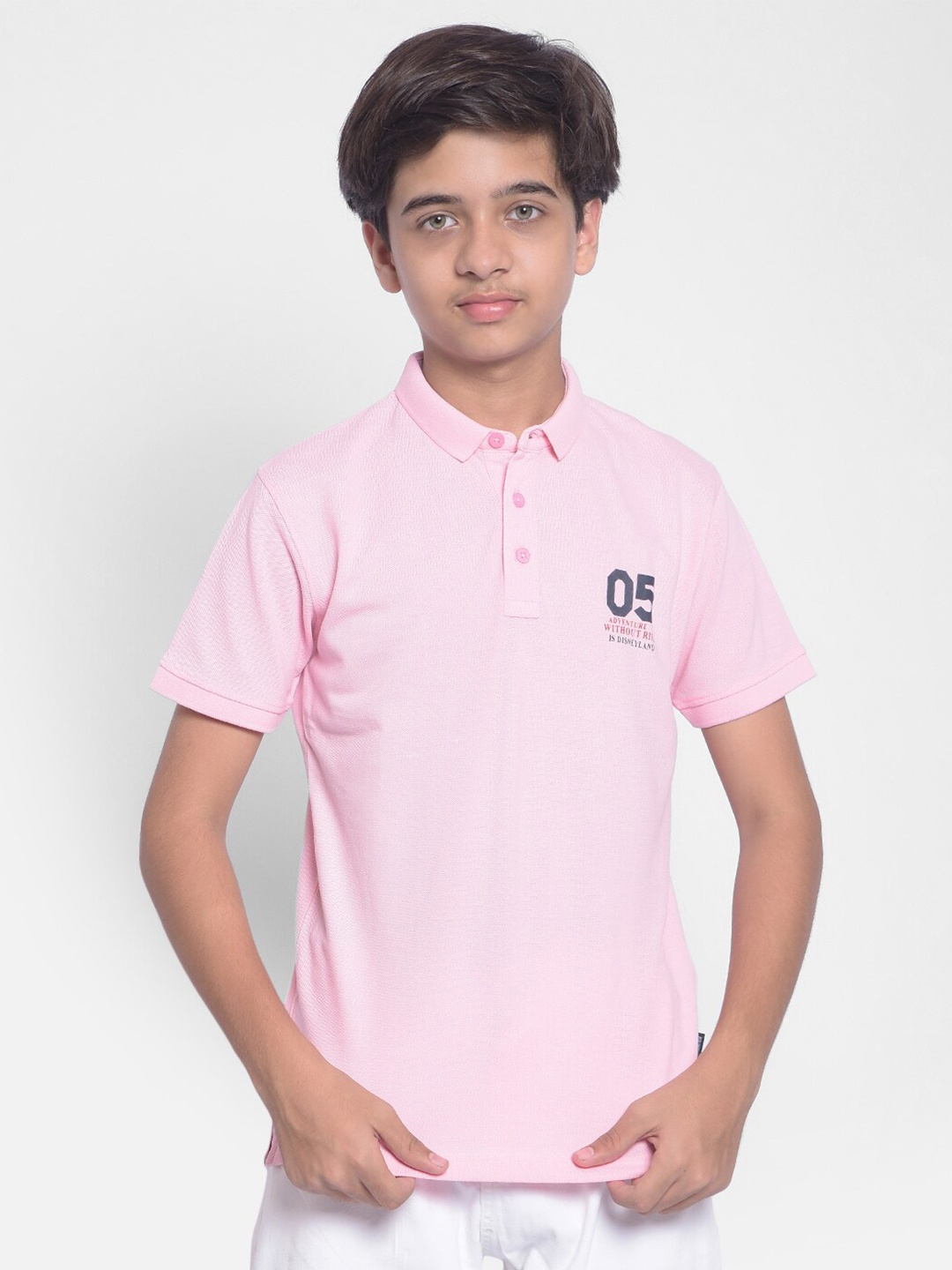 

Crimsoune Club Boys Polo Collar Casual T-shirt, Pink