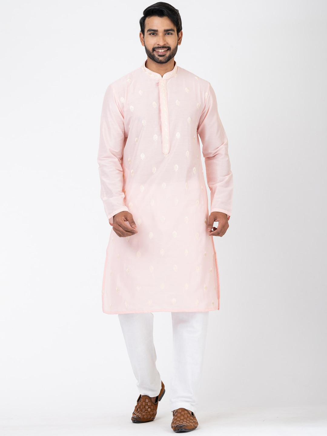 

HU - Handcrafted Uniquely Ethnic Motifs Embroidered Straight Kurta With Pyjamas, Pink