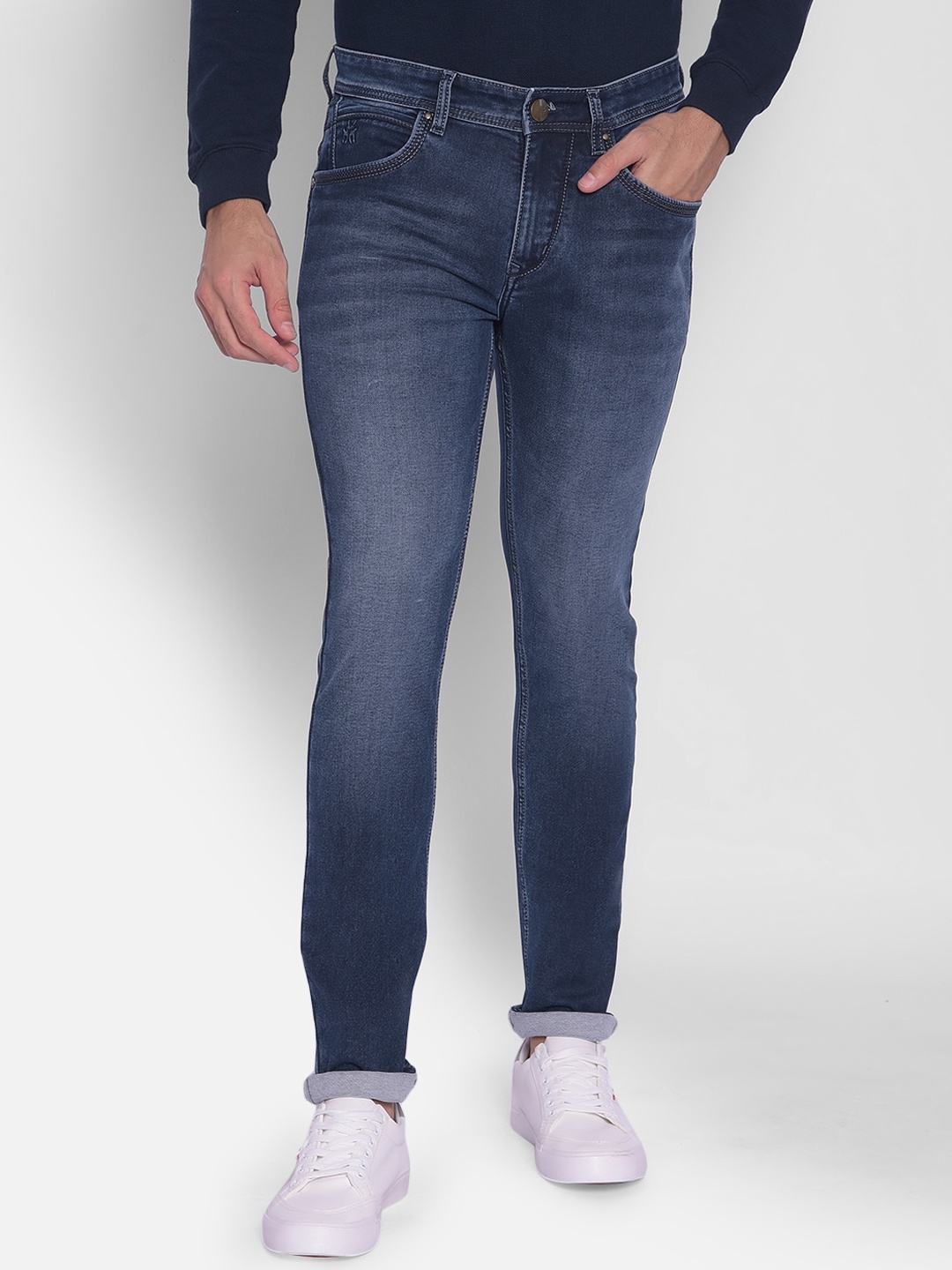 

Crimsoune Club Men Slim Fit Light Fade Comfort Stretchable Jeans, Blue