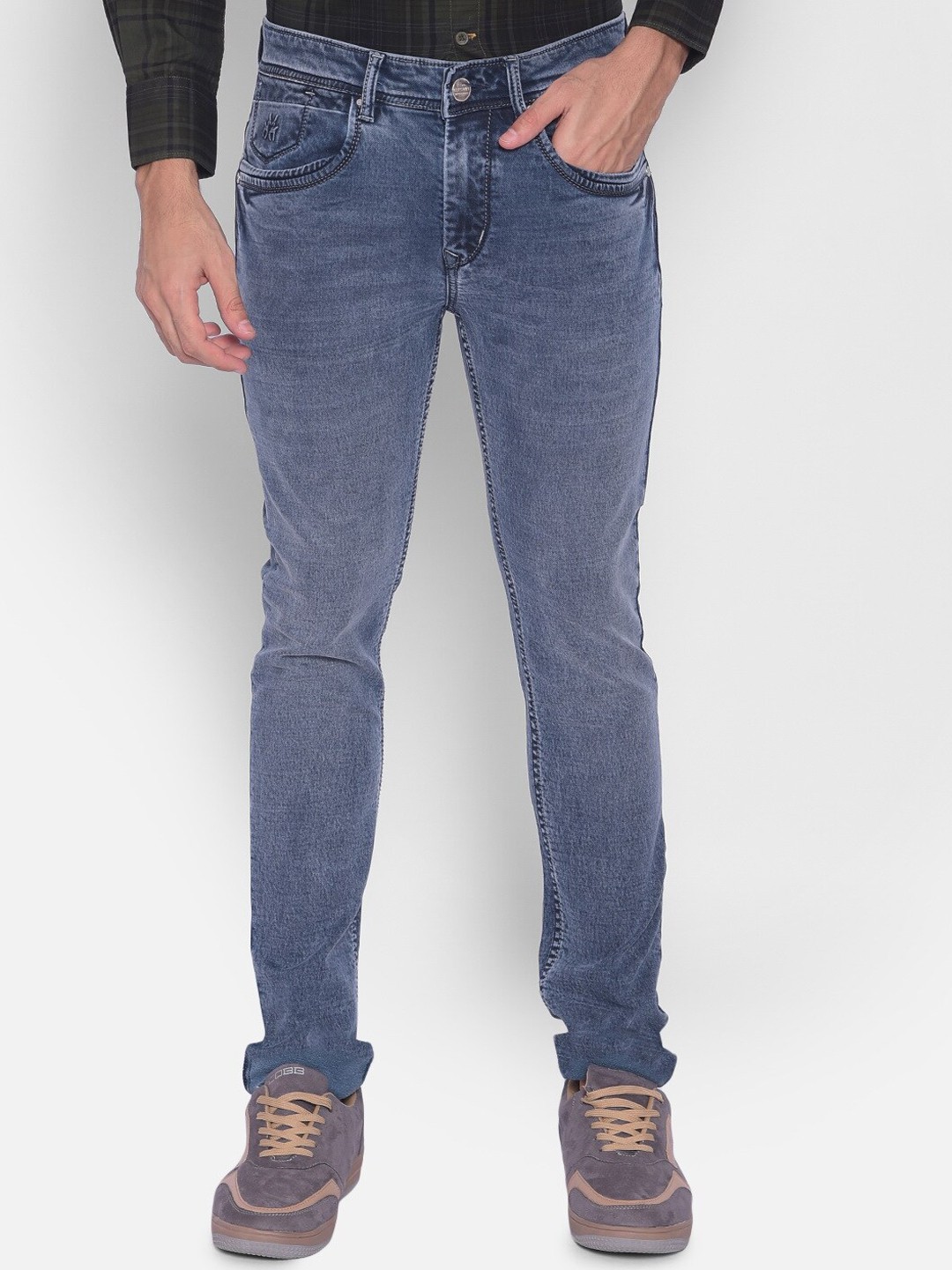 

Crimsoune Club Men Slim Fit Heavy Fade Comfort Stretchable Jeans, Blue