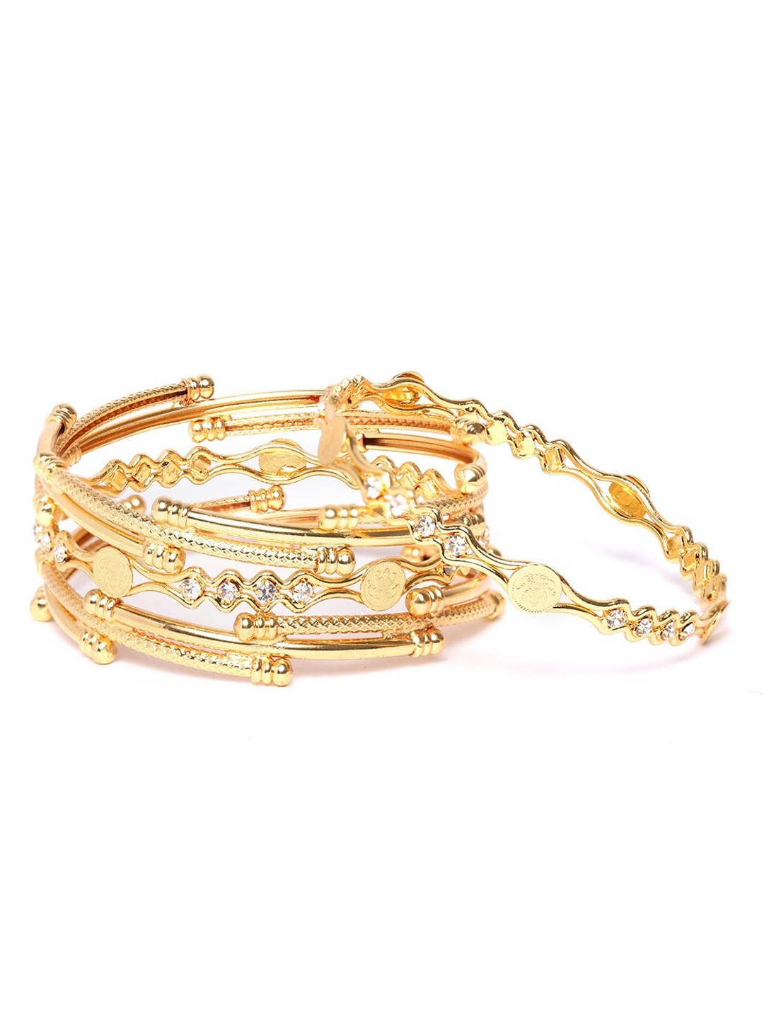 

Anouk Set Of 4 Gold Plated Traditional Artificial Stones Studded Bangles