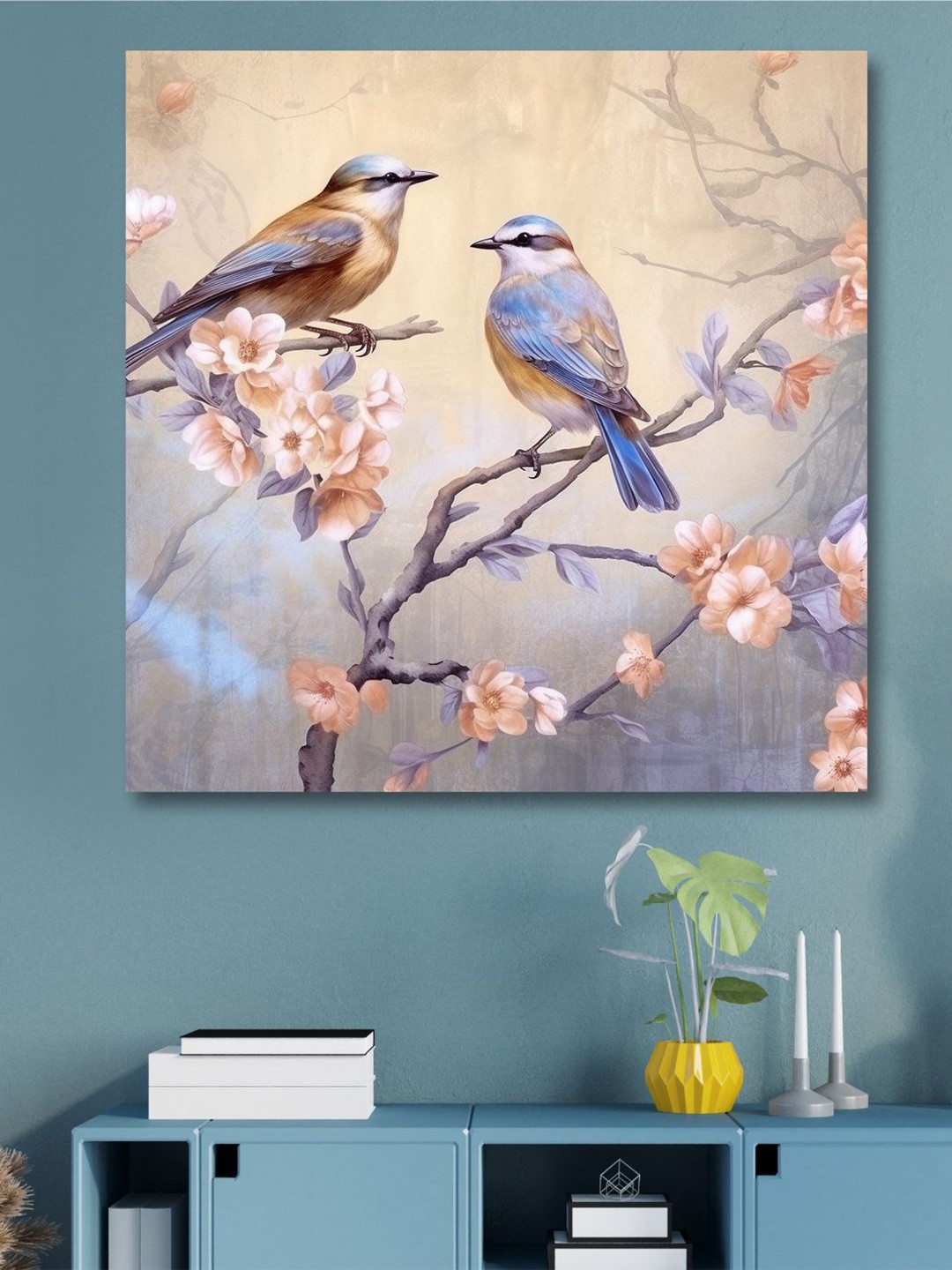

SAF Brown & Blue Nature Pure Cotton Wall Art