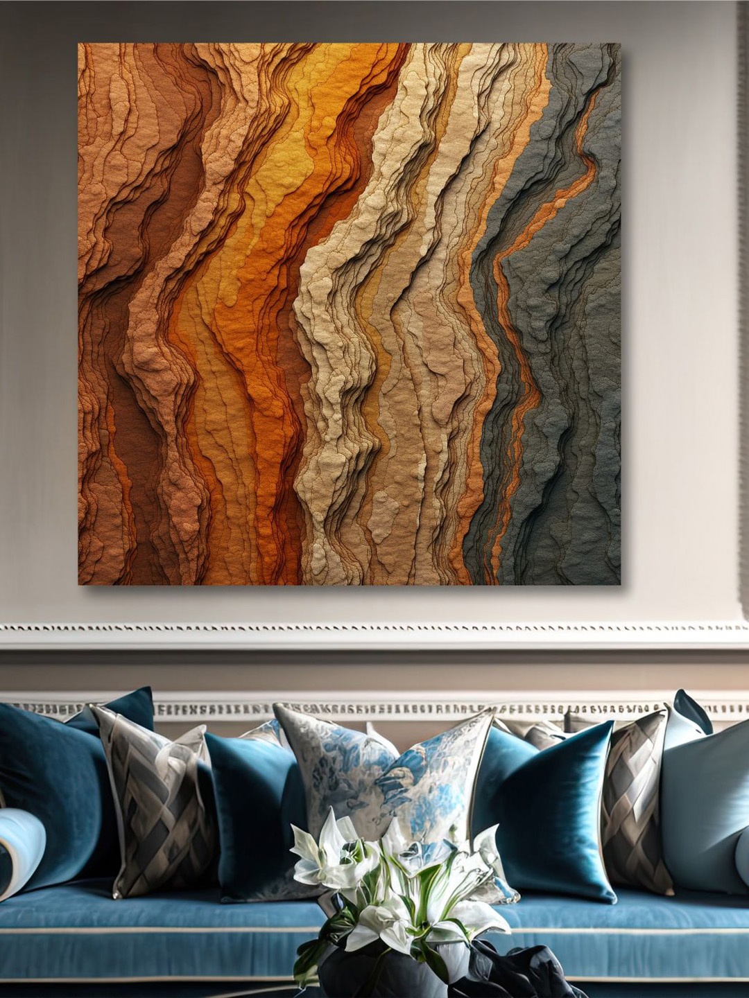 

SAF Red & Beige Wooden Framed Modern Canvas Painting Wall Art