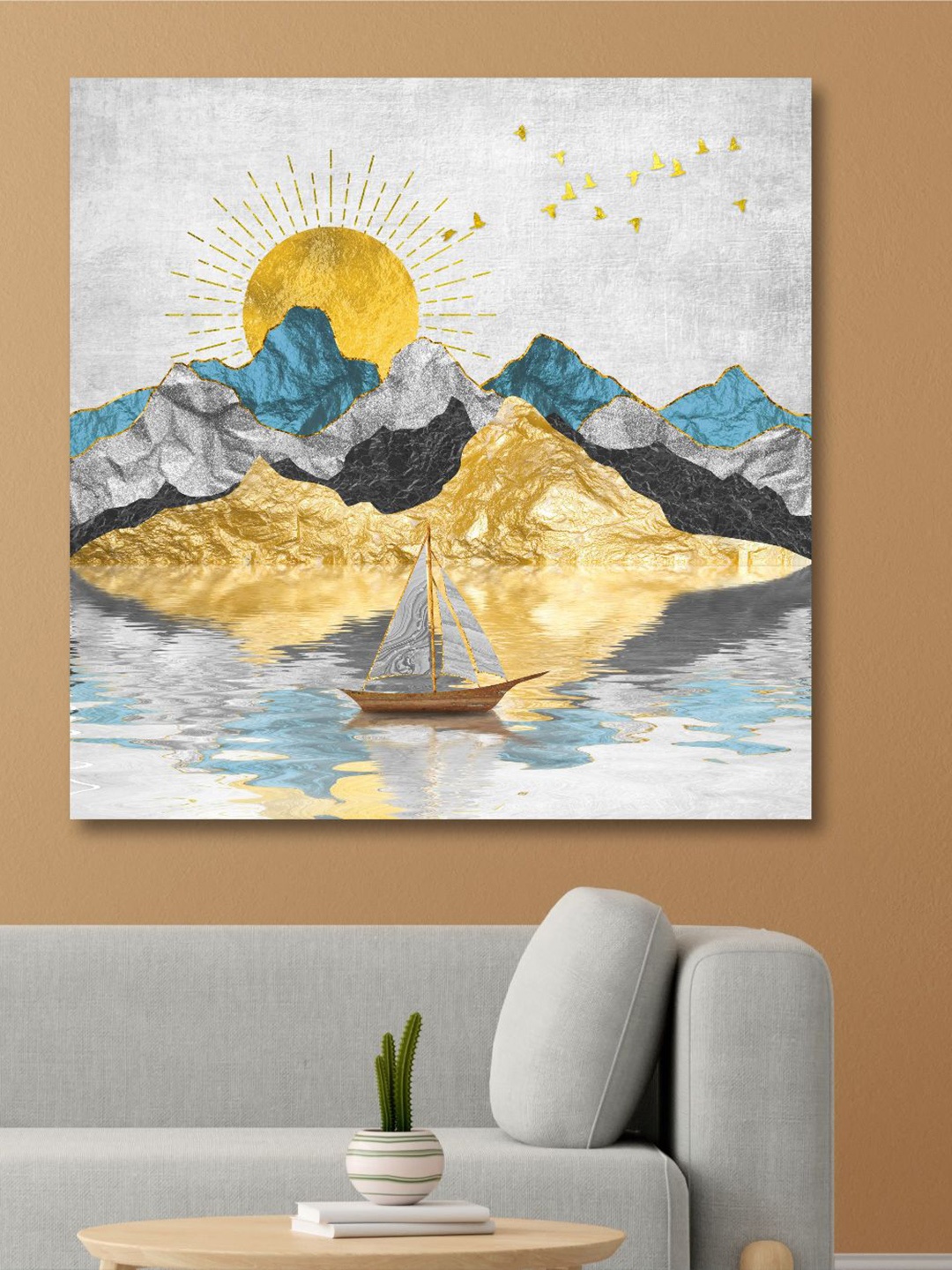 

SAF Yellow & Grey Wooden Framed Nature Canvas Wall Art