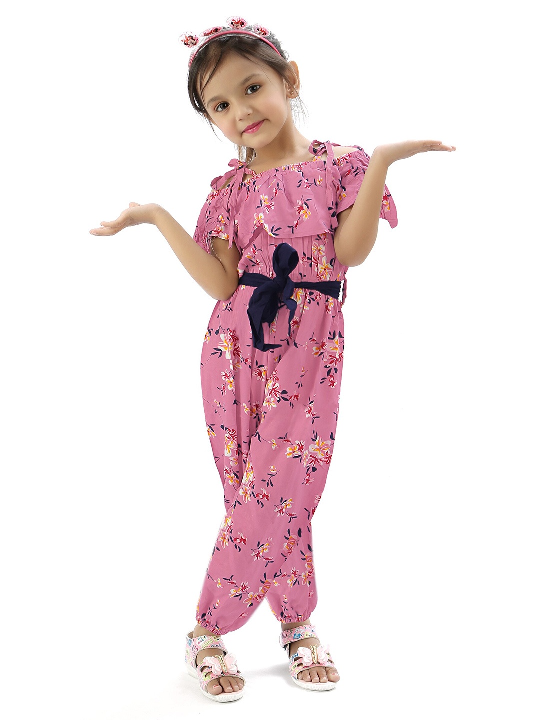 

R K MANIYAR Girls Floral Printed Basic Jumpsuit, Purple