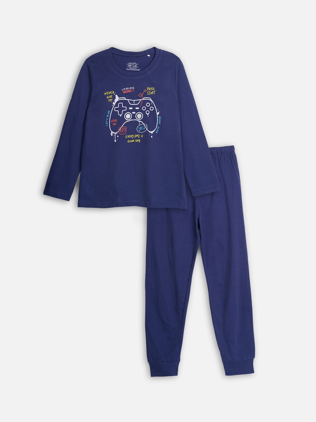 

Nap Chief Kids Pure Cotton Gamer Tshirt & Pyjama Set, Navy blue