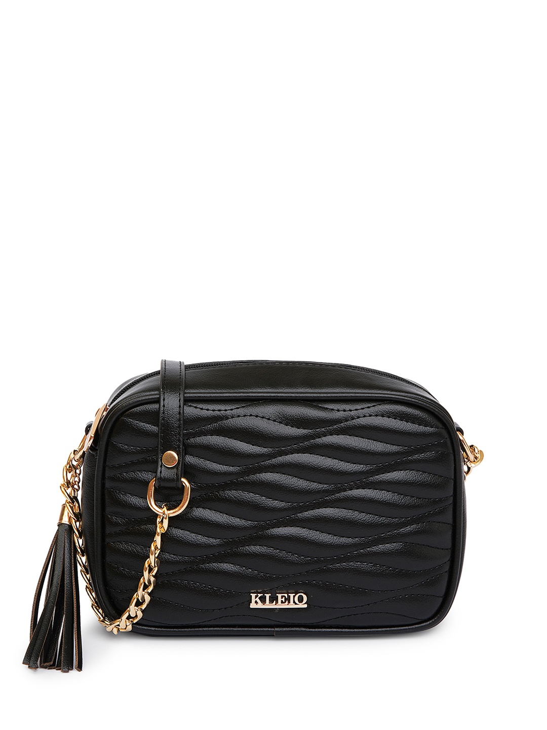 

KLEIO Structured Sling Bag with Quilted, Black