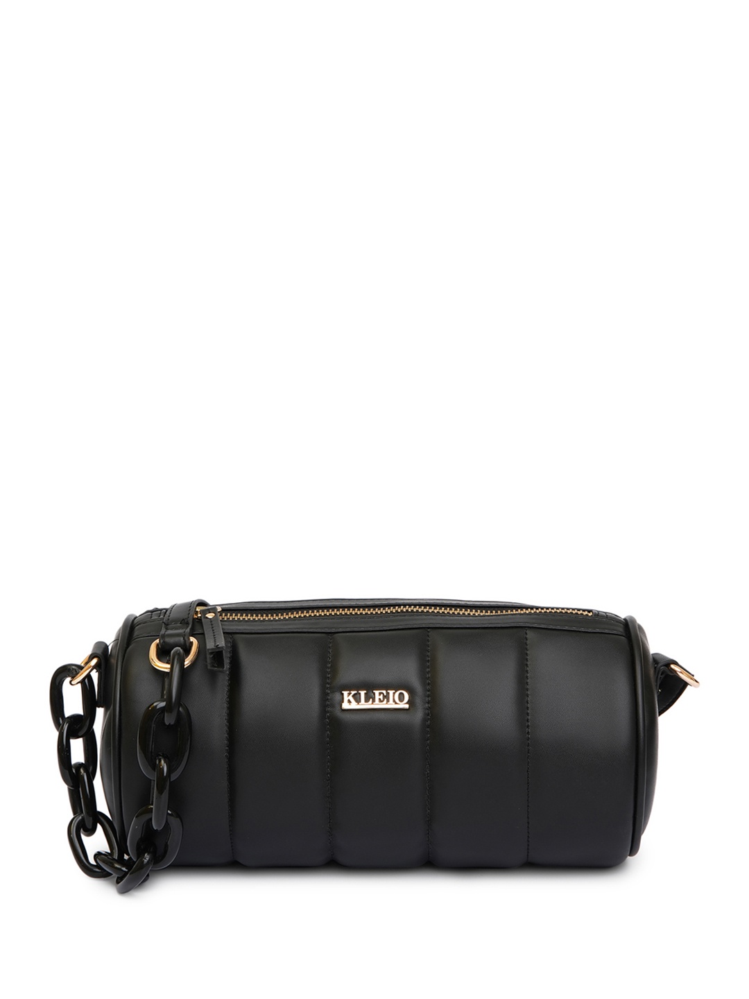 

KLEIO Quilted Structured Sling Bag, Black