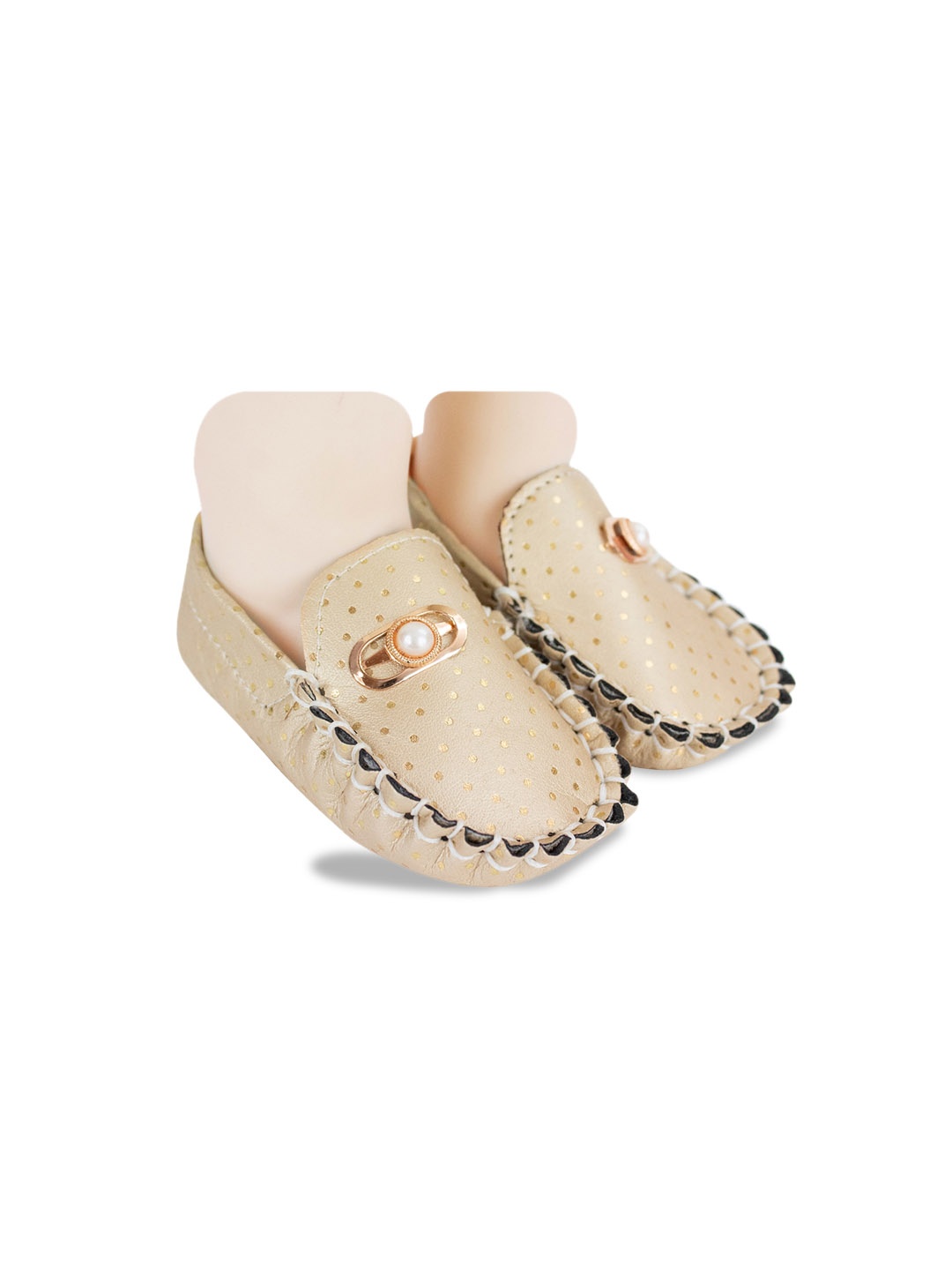 

BAESD Infant Boys Printed Embellished Loafer Booties, Beige