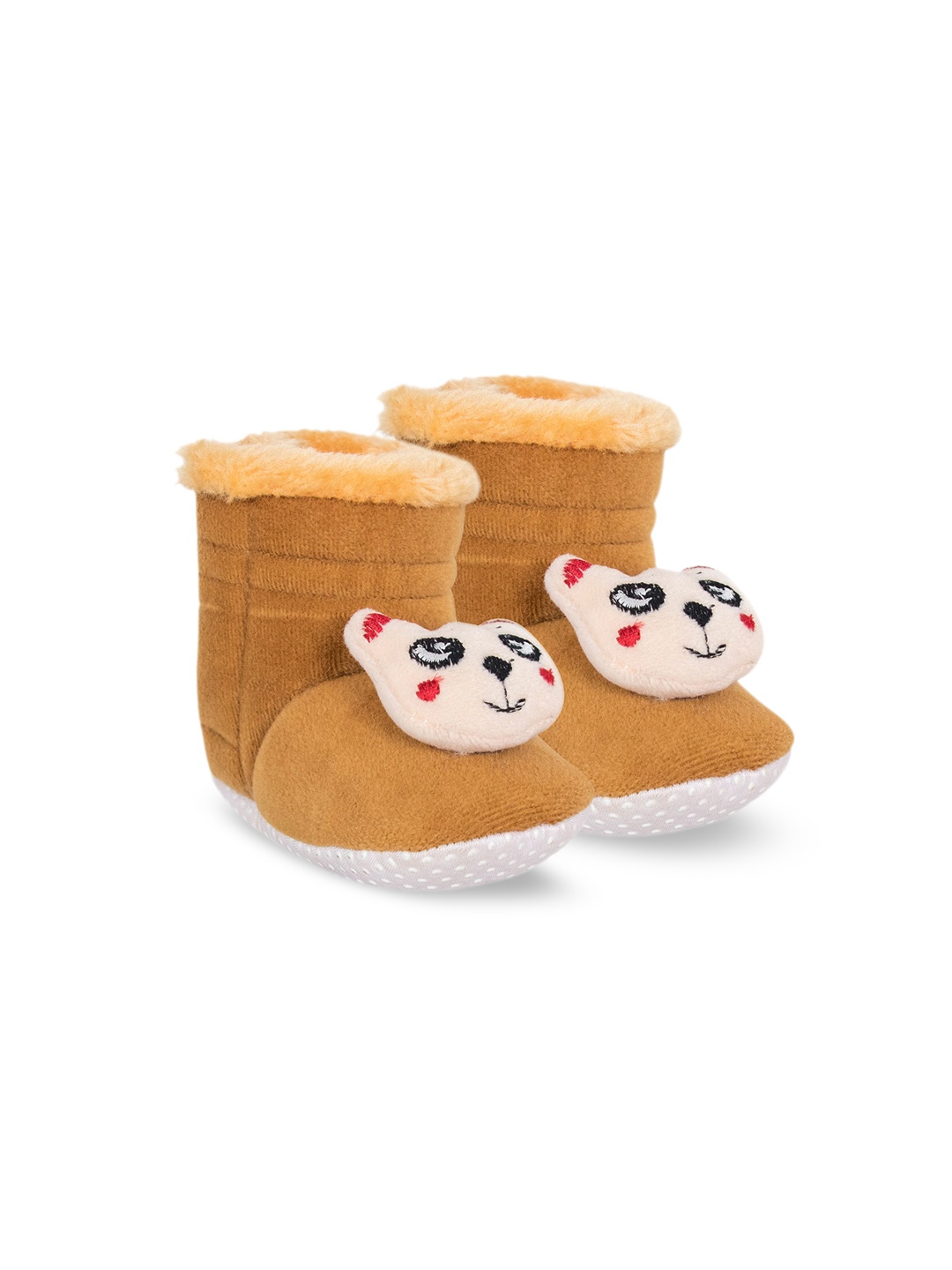 

BAESD Infants Teddy Face Velvet Fur Anti-Slip Ankle Booties, Brown