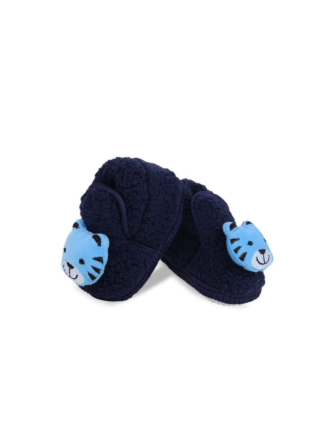 

BAESD Infants Animal Face Cotton Fur Anti-Slip Booties, Navy blue