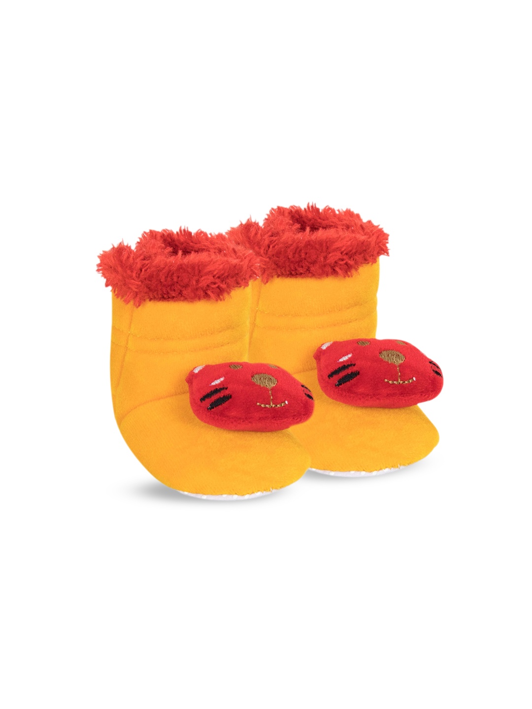 

BAESD Infants Teddy And Bunny Face Velvet Booties, Yellow