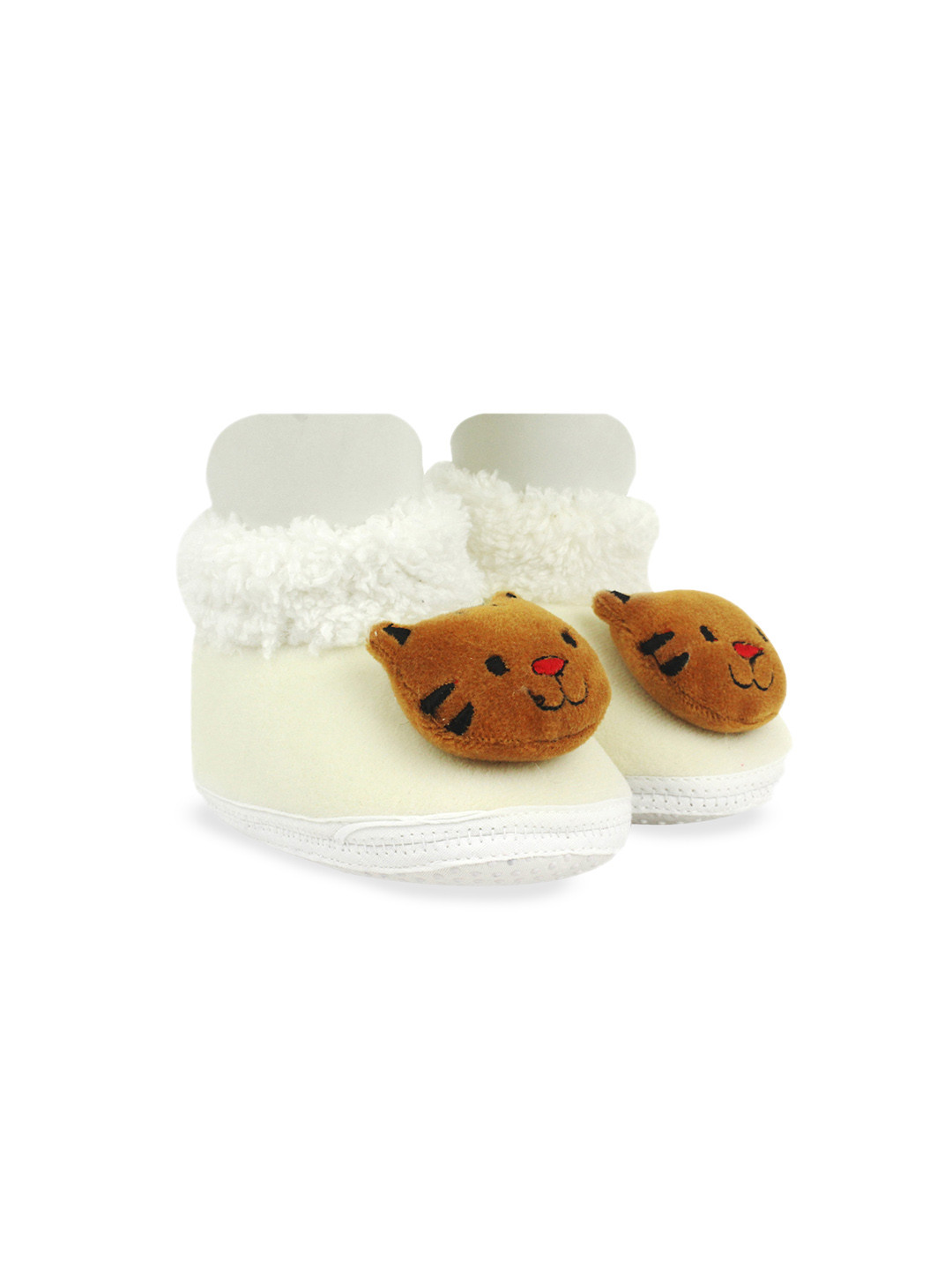 

BAESD Infants Self Design Cotton Fur Booties, White