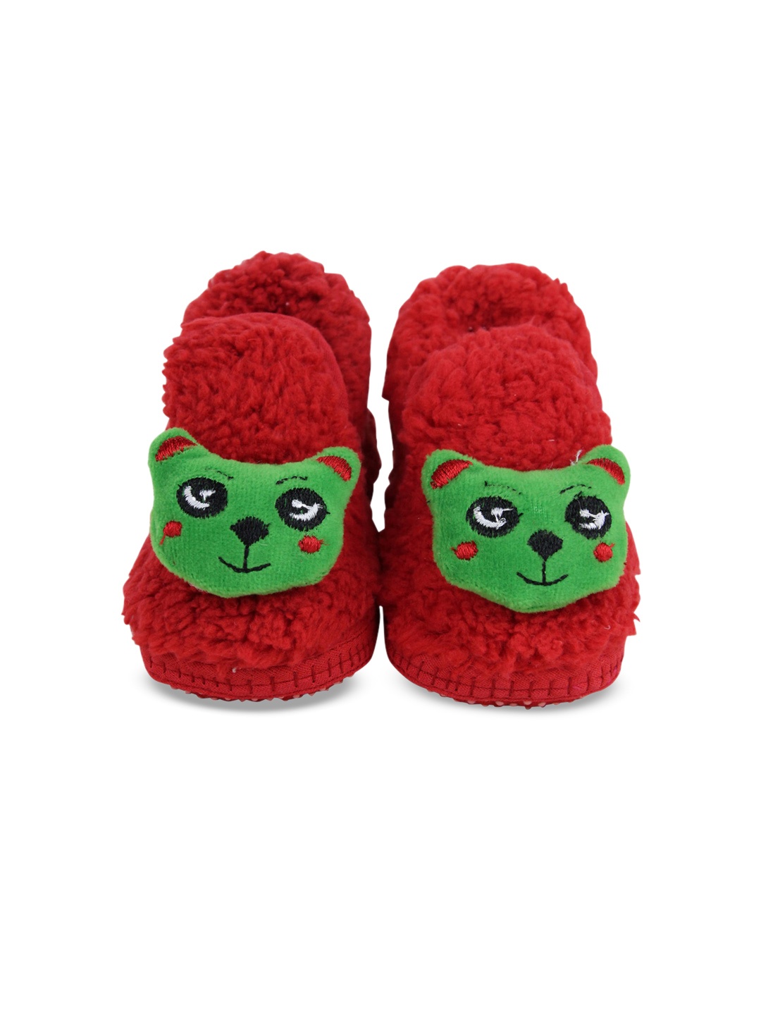 

BAESD Infants Animal Face Cotton Fur Anti-Slip Booties, Red