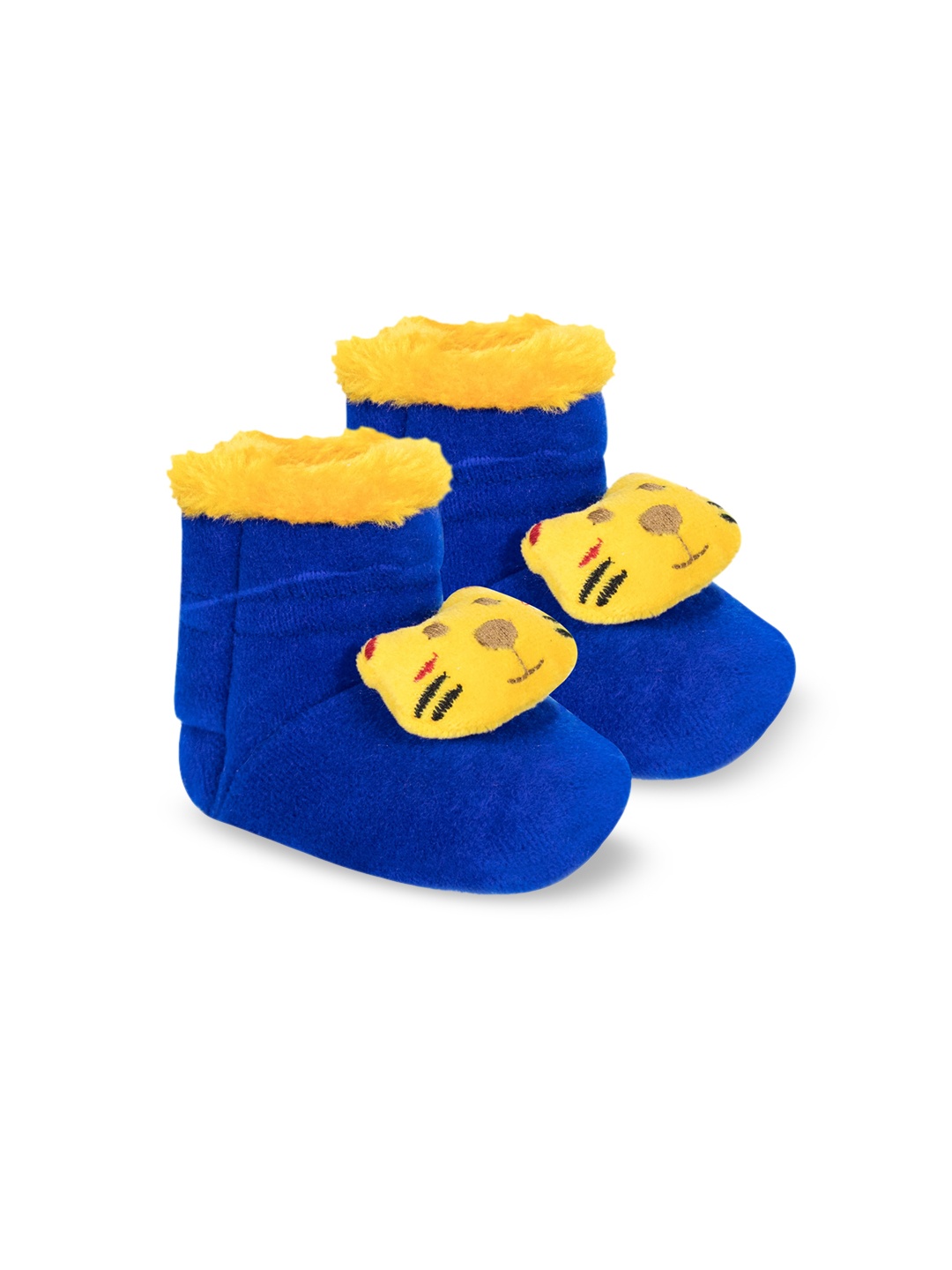 

BAESD Infants Teddy & Lion Face Velvet Booties, Blue