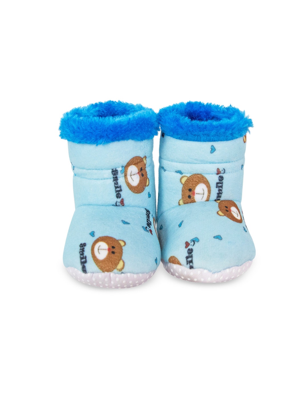 

BAESD Infants Mid Top Teddy Printed Booties, Blue