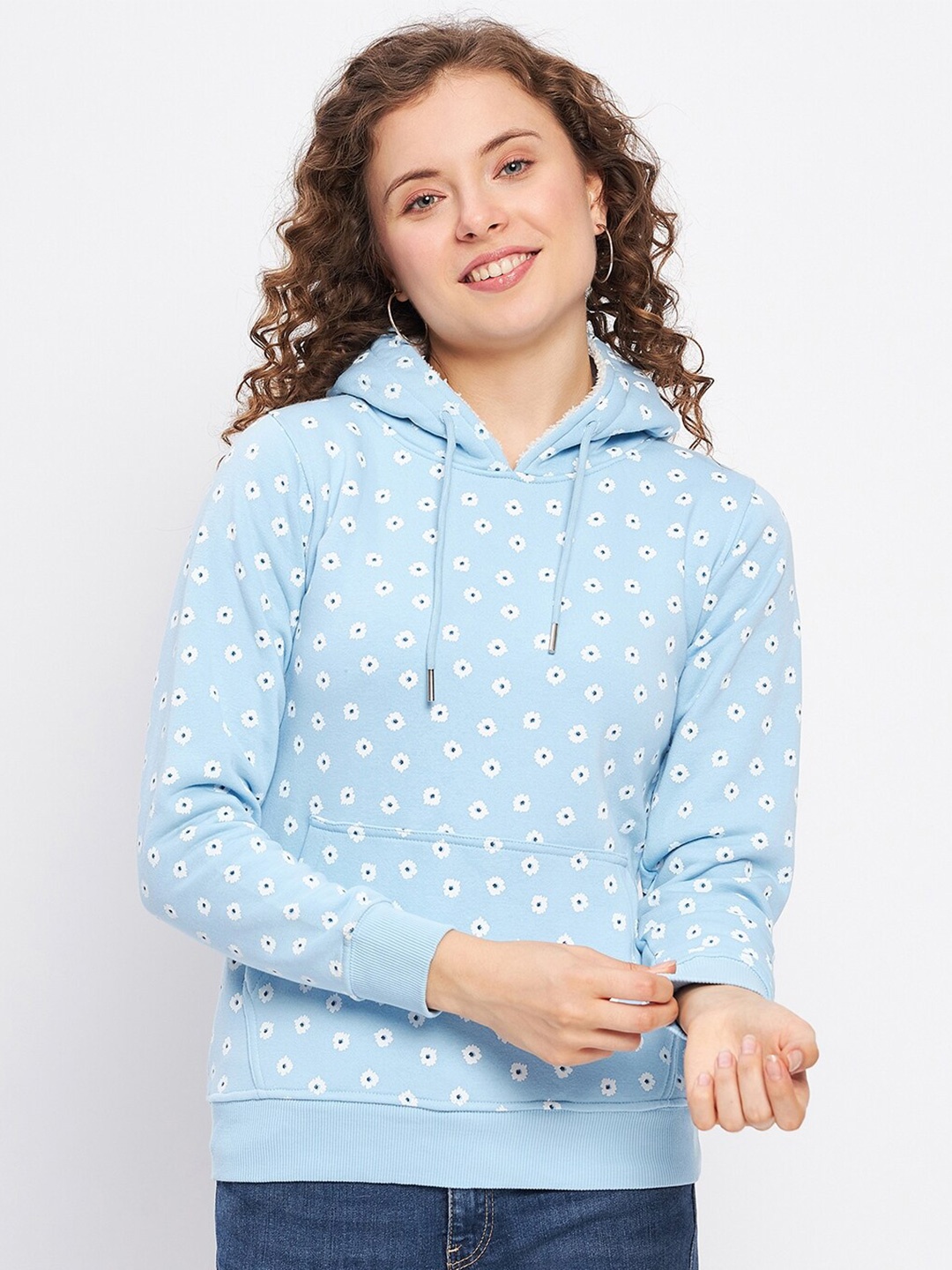 

Duke Floral Printed Hooded Sweatshirt, Blue