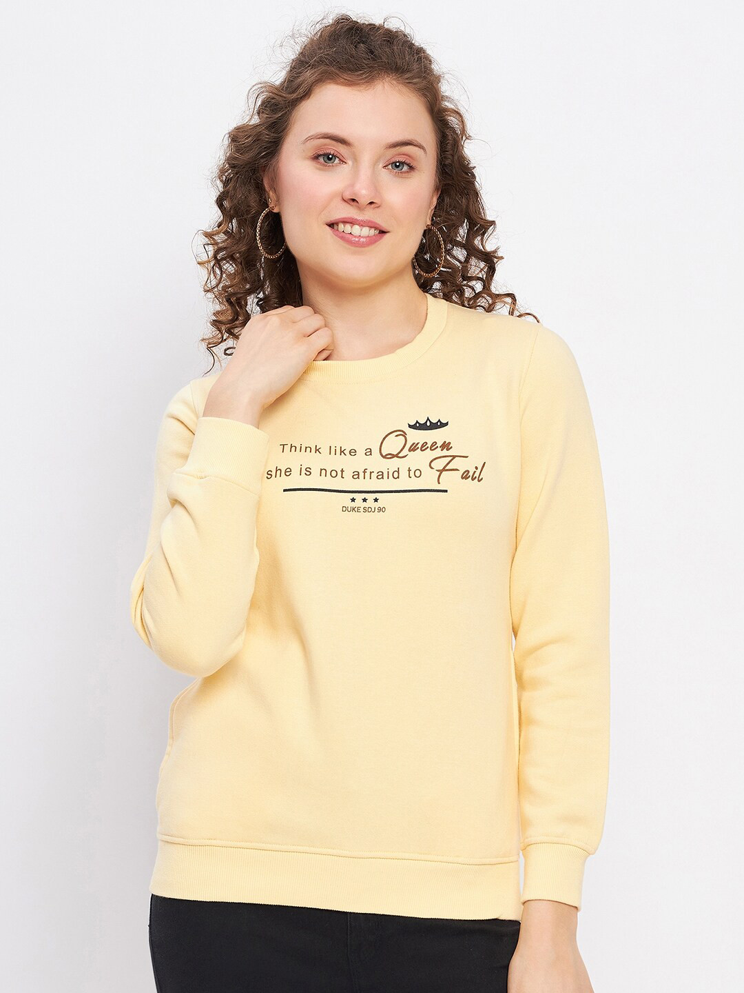 

Duke Typography Printed Round Neck Pullover Sweatshirt, Yellow