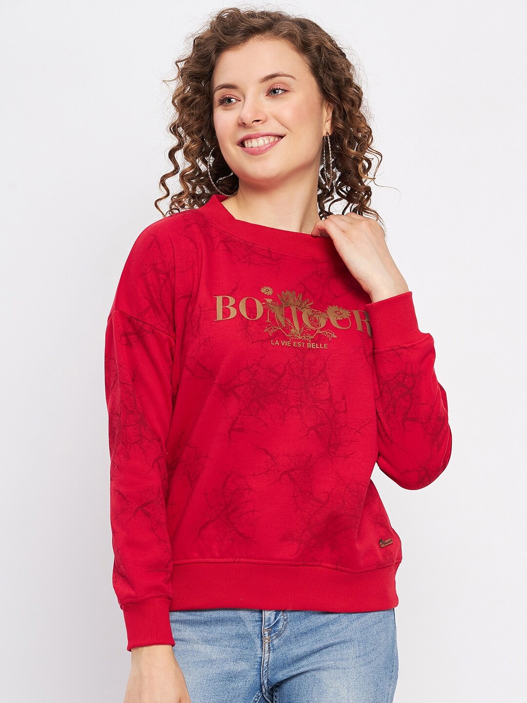 

Duke Typography Printed Round Neck Pullover Sweatshirt, Red