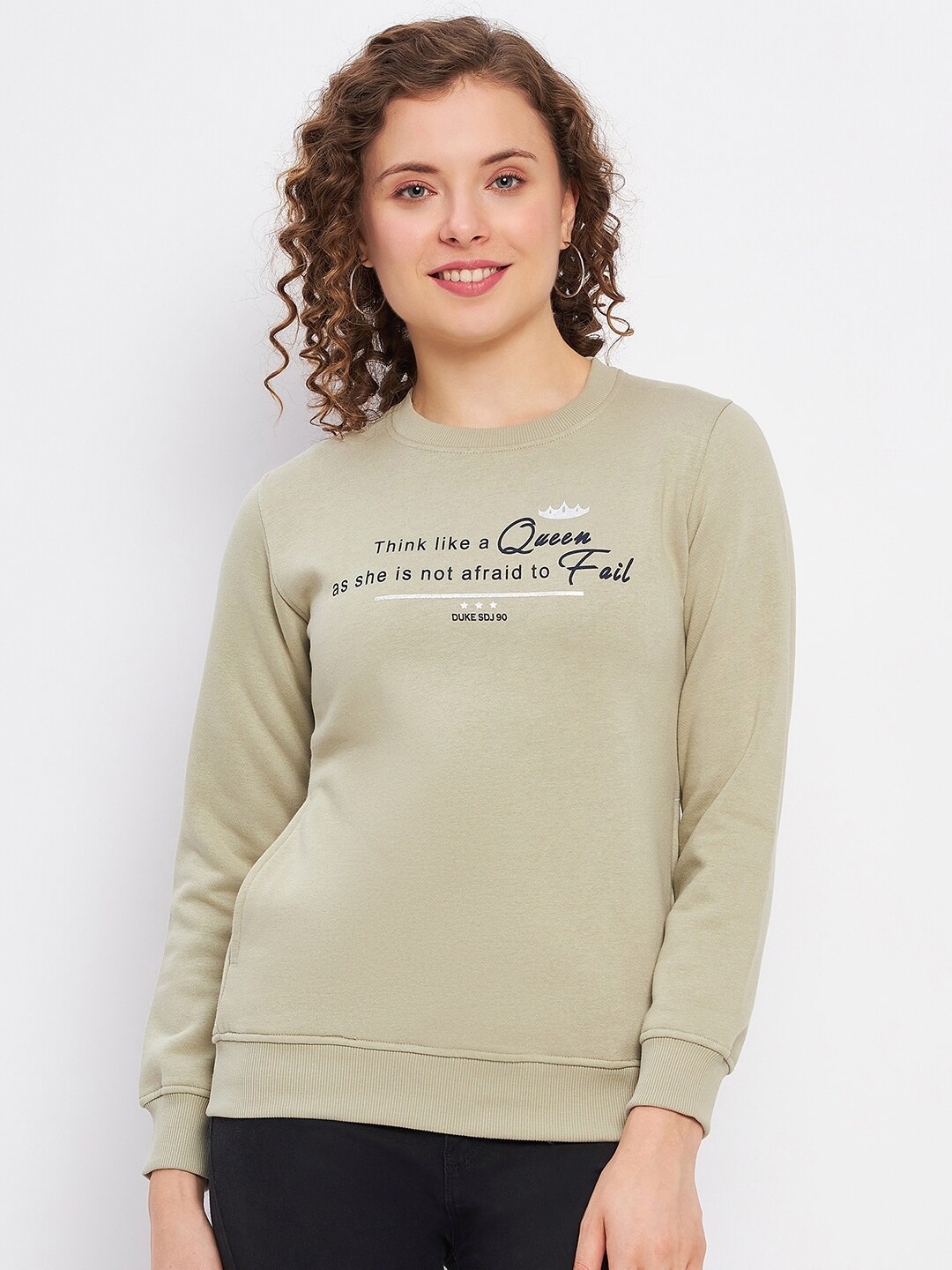 

Duke Typography Printed Round Neck Pullover Sweatshirt, Green
