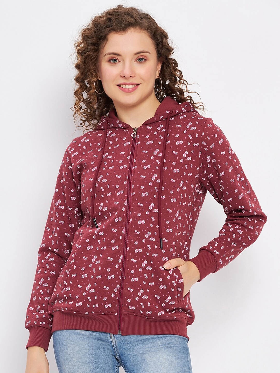 

Duke Floral Printed Hooded Sweatshirt, Maroon