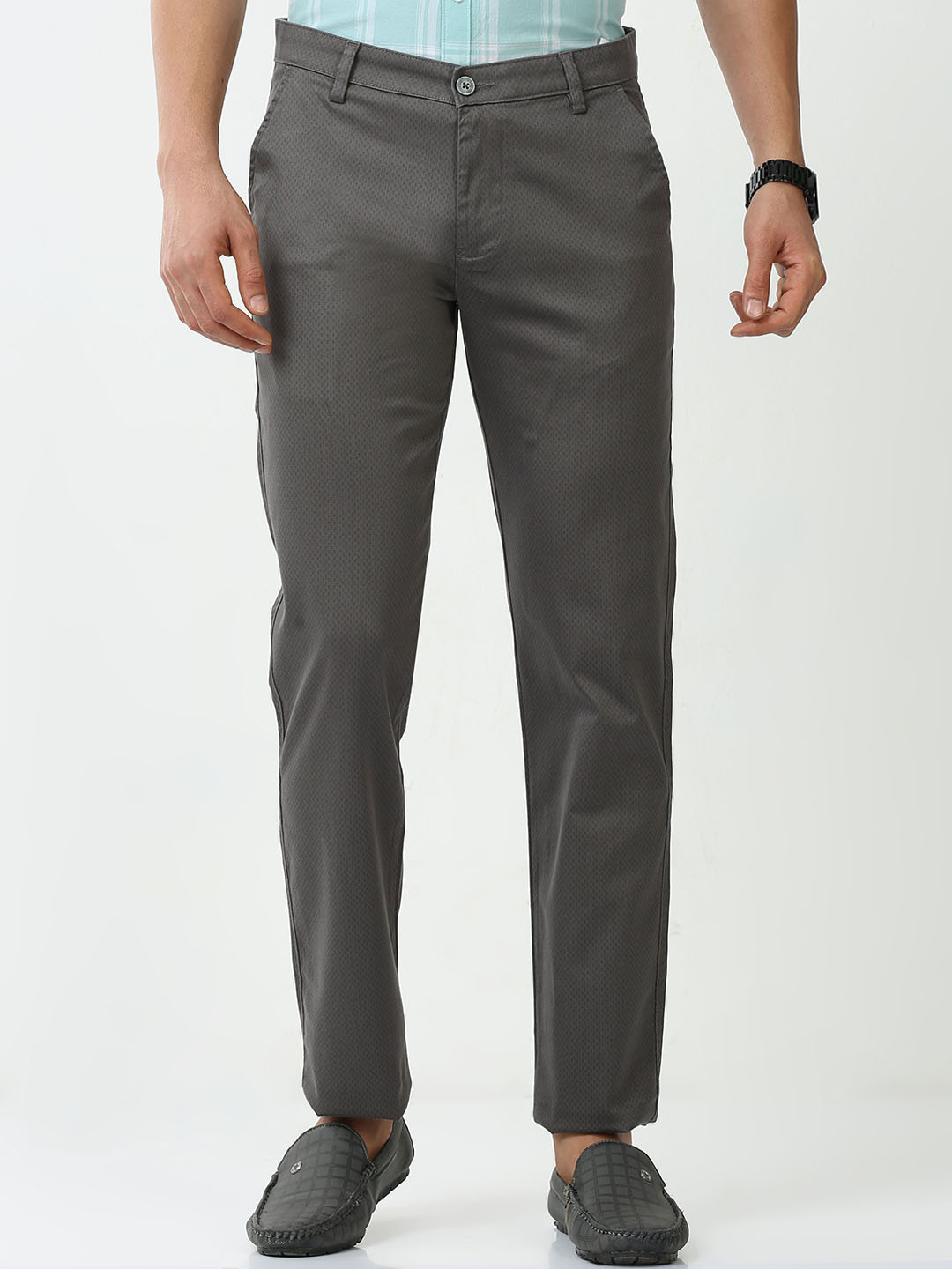 

Classic Polo Men Slim Fit Mid-Rise Cotton Regular Trousers, Grey