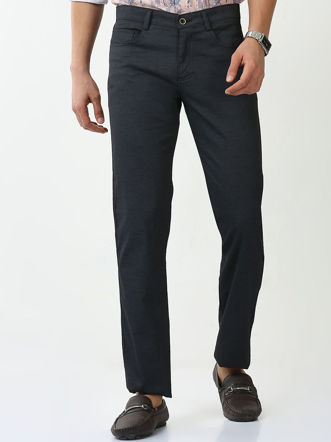

Classic Polo Men Slim Fit Mid-Rise Cotton Regular Trousers, Black