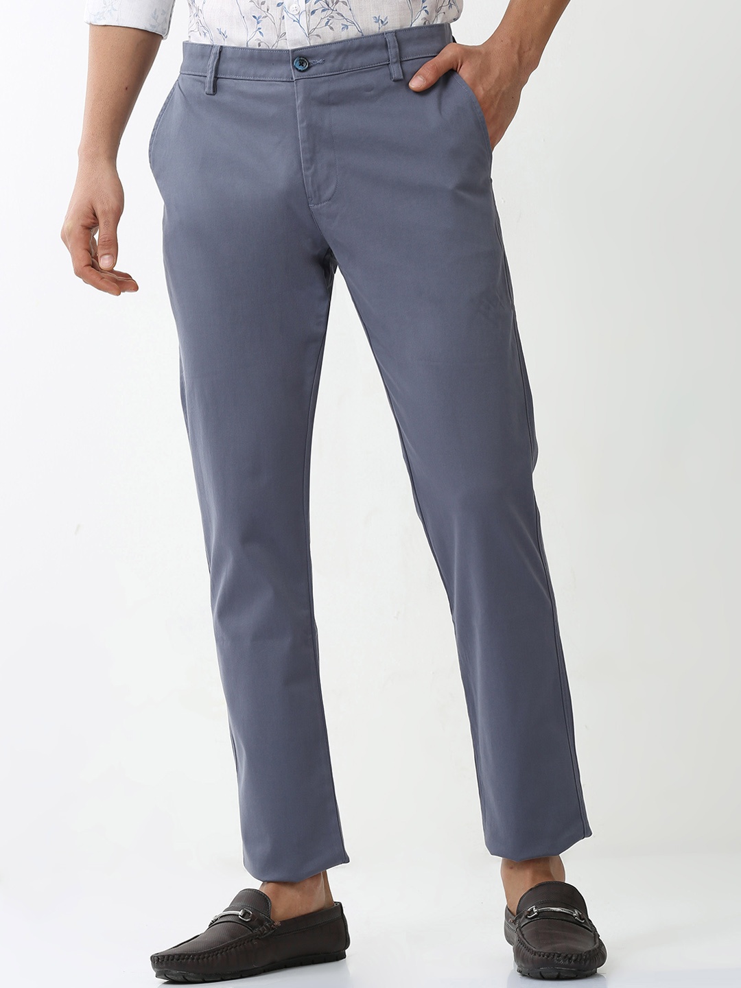 

Classic Polo Men Slim Fit Mid-Rise Cotton Regular Trousers, Blue
